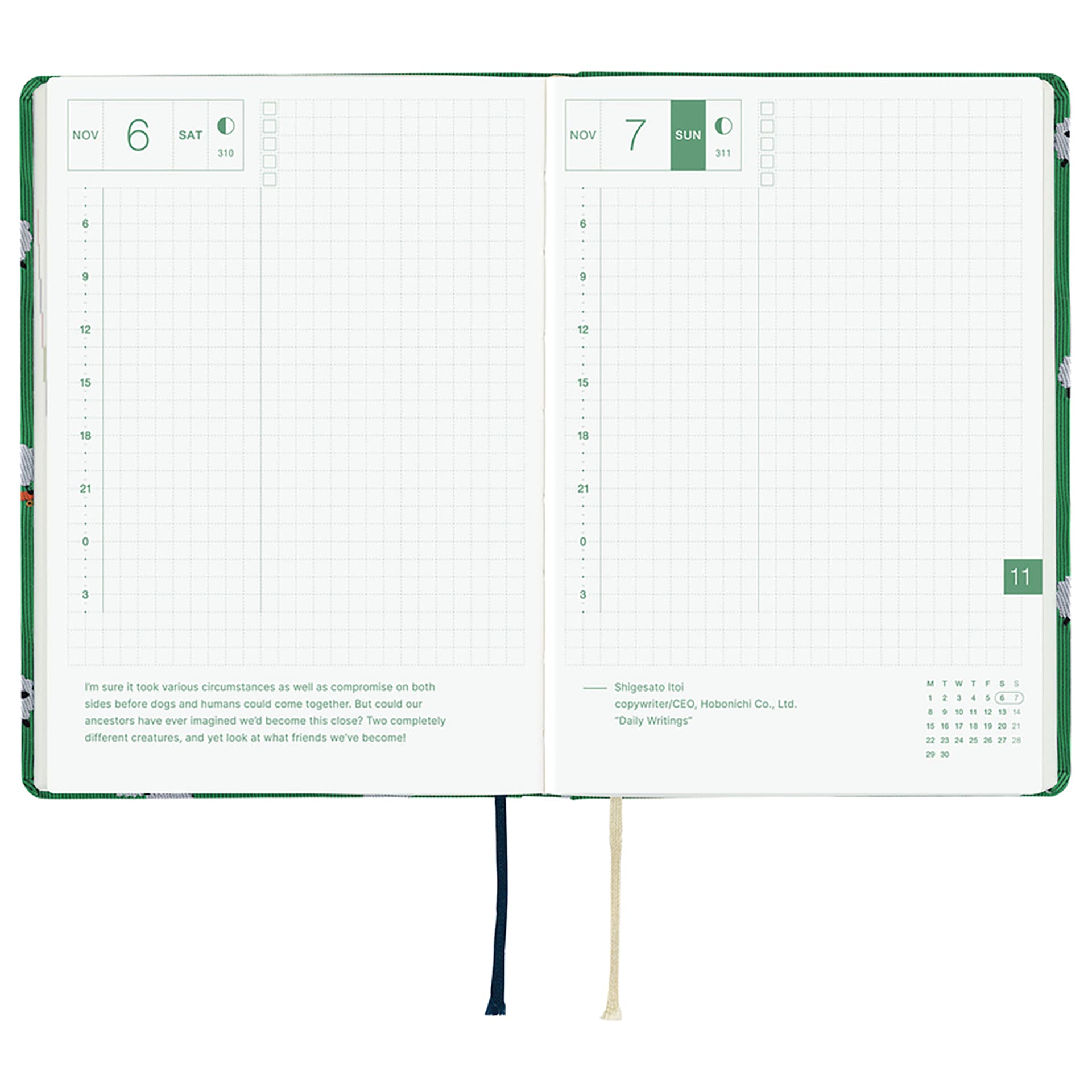 Hobonichi Techo HON 2027 Bow & Tie Collection Planners - A6, Sheep, November 6th & 7th