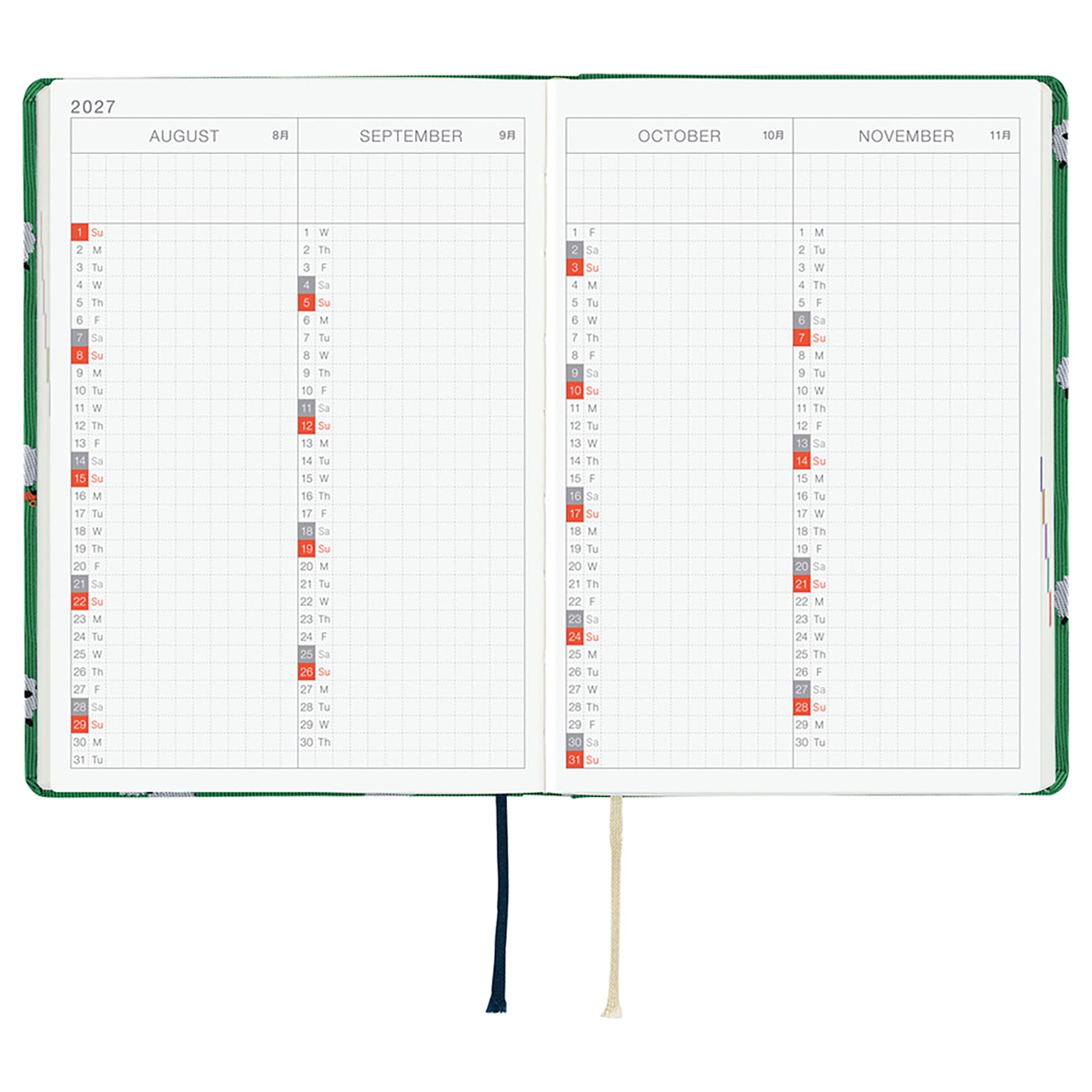 Hobonichi Techo HON 2027 Bow & Tie Collection Planners - A6, Sheep, November 1st - 7th