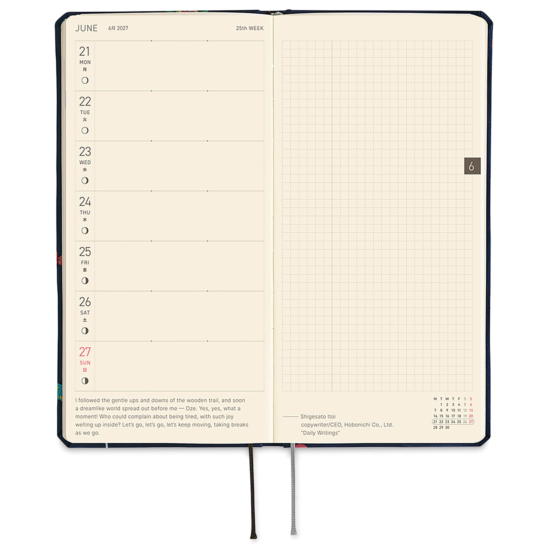 Hobonichi Techo 2027 Weeks Bow & Tie Collection Planners - 3.7" x 7.4", Candy, weekly and grid page