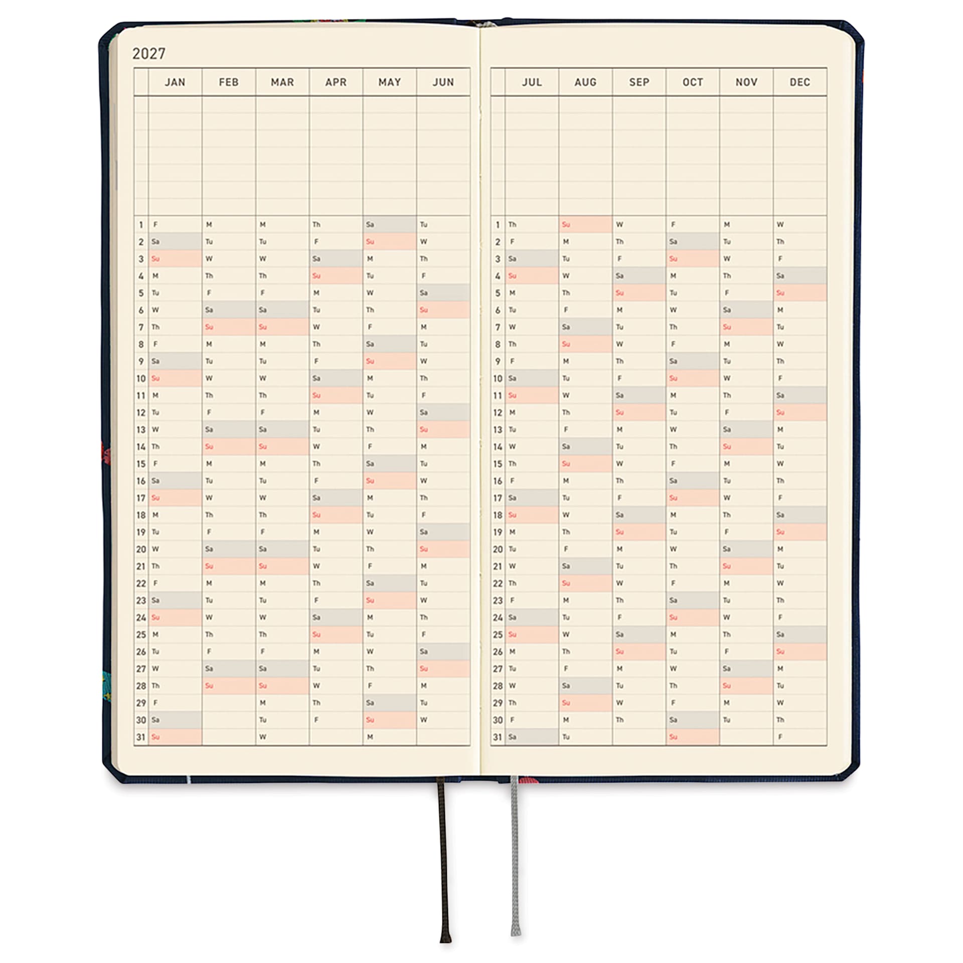 Hobonichi Techo 2027 Weeks Bow & Tie Collection Planners - 3.7" x 7.4", Candy, 12 months