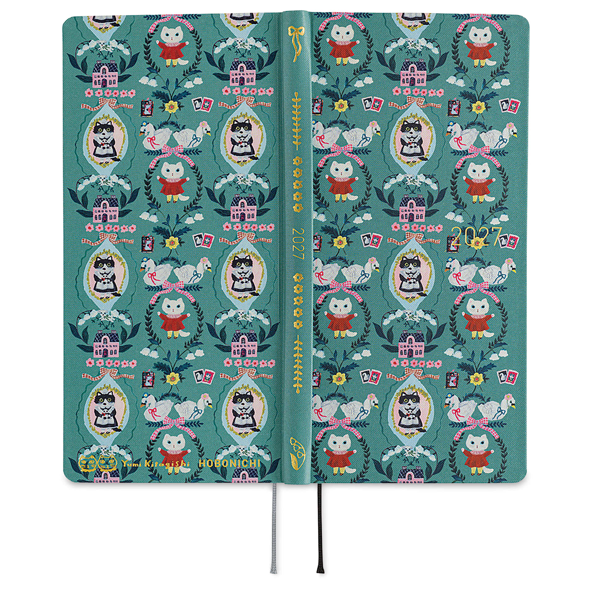 Hobonichi Techo 2027 Weeks Planners - 3.7" x 7.4", Kitagishi Cat, front and back cover