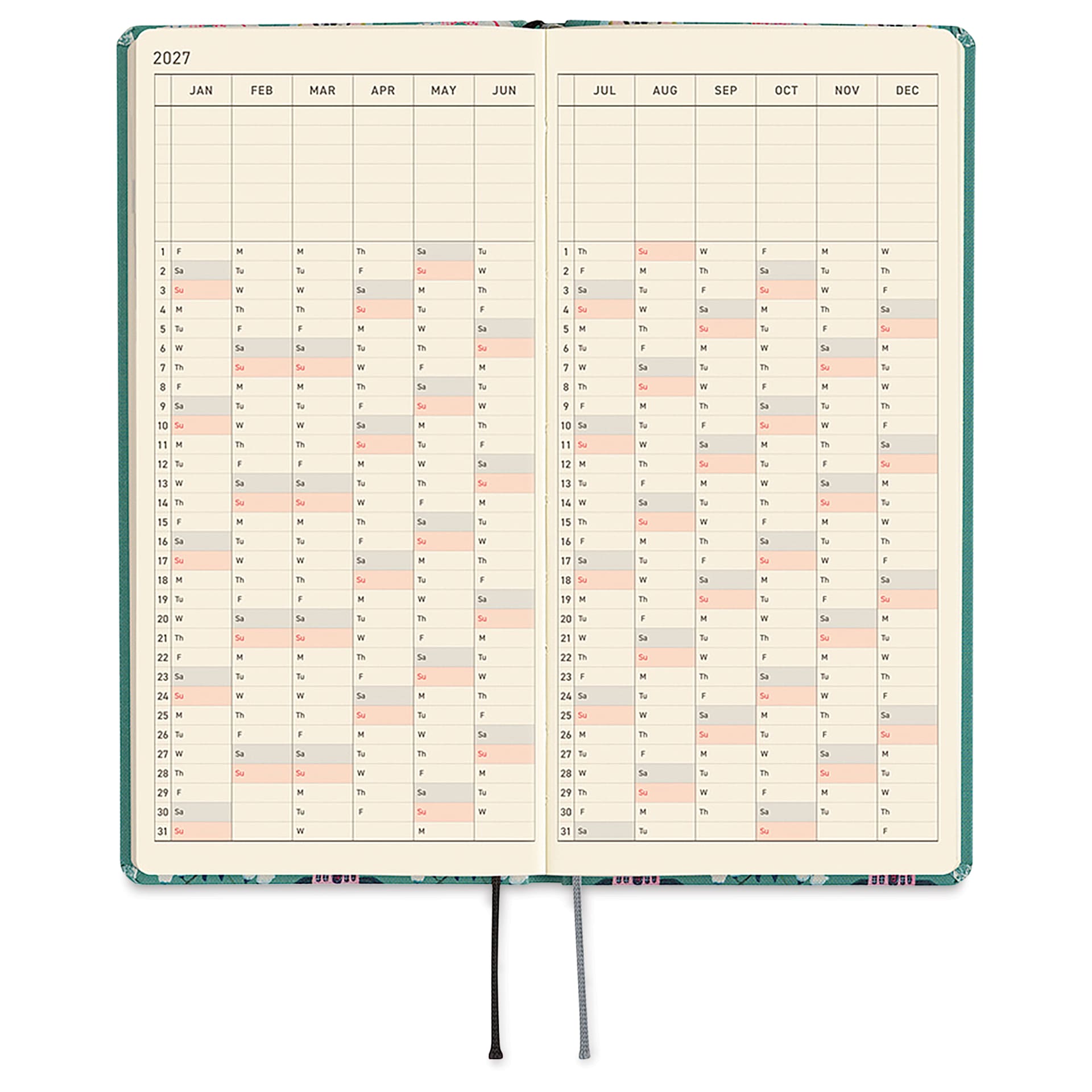 Hobonichi Techo 2027 Weeks Planners - 3.7" x 7.4", Kitagishi Cat, 2 page year
