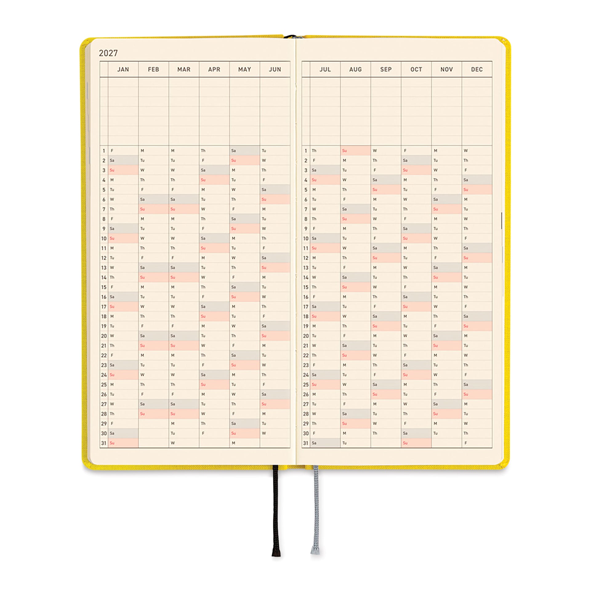 Hobonichi Techo 2027 Weeks Planners - 3.7" x 7.4", Canaria Yellow, full year