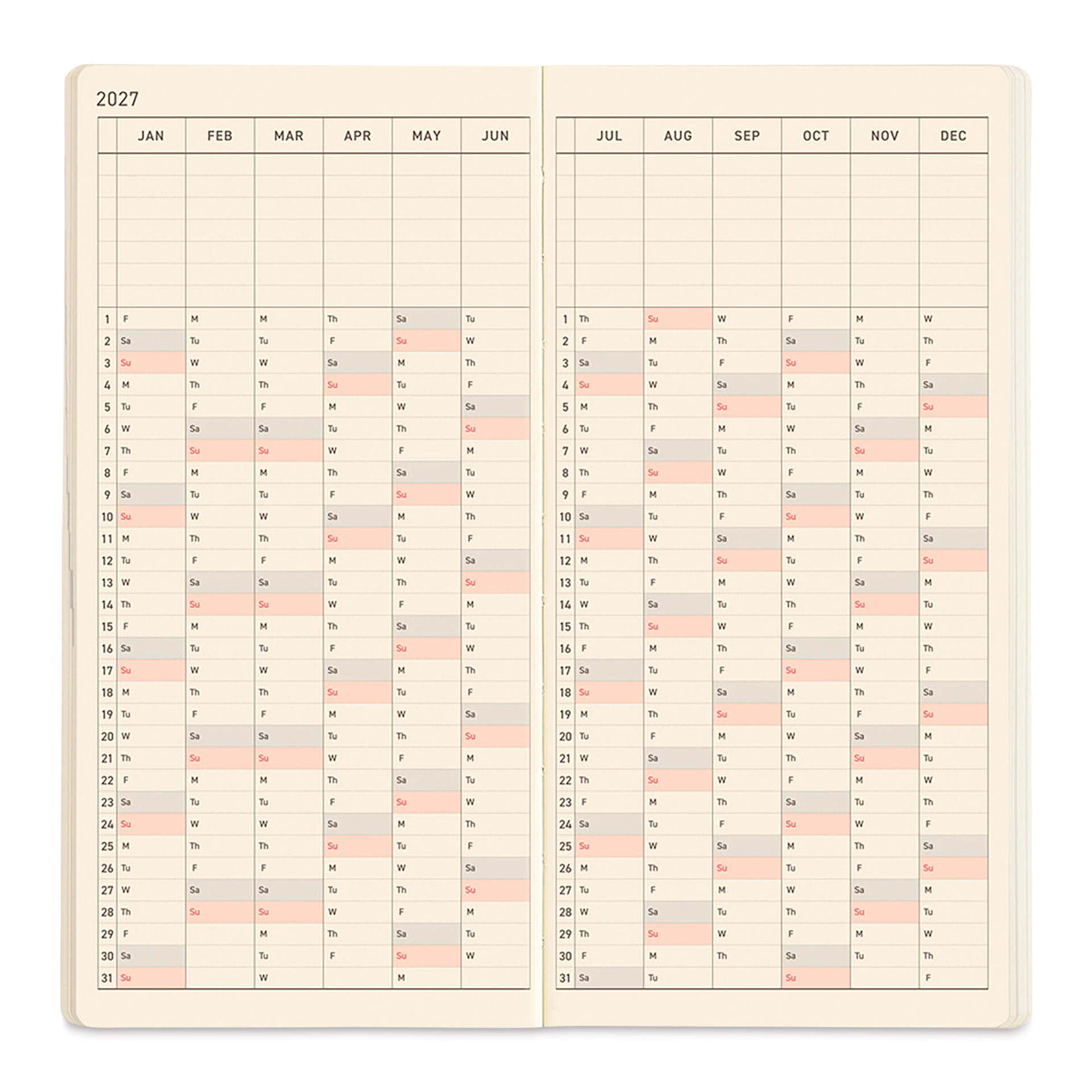 Hobonichi Techo 2027 Weeks Mega Planners - Mandarin, 12 months