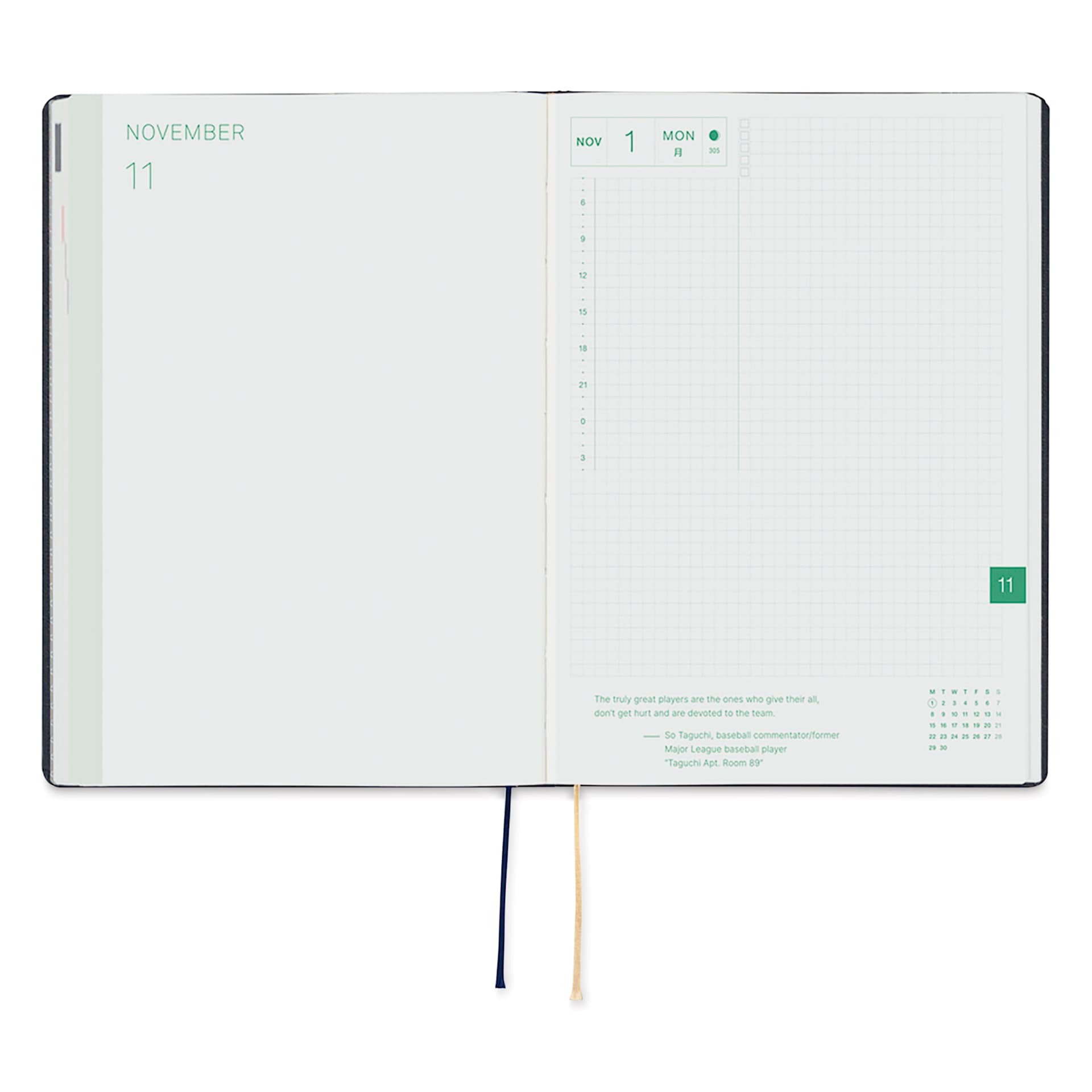 Hobonichi Techo HON 2027 Planners - A5, Slash Navy, daily pages