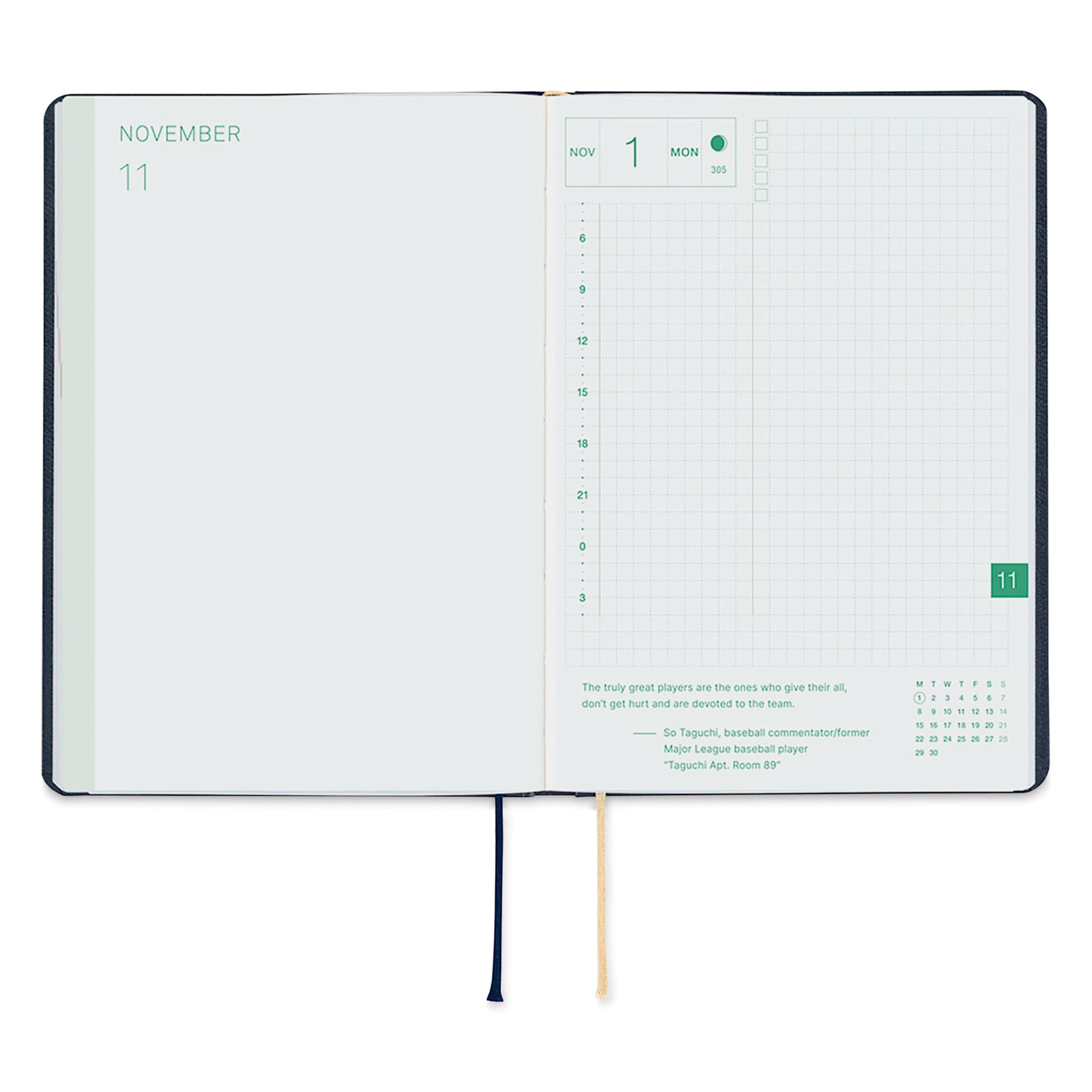 Hobonichi Techo HON 2027 Planners - A6, Slash Navy, daily pages