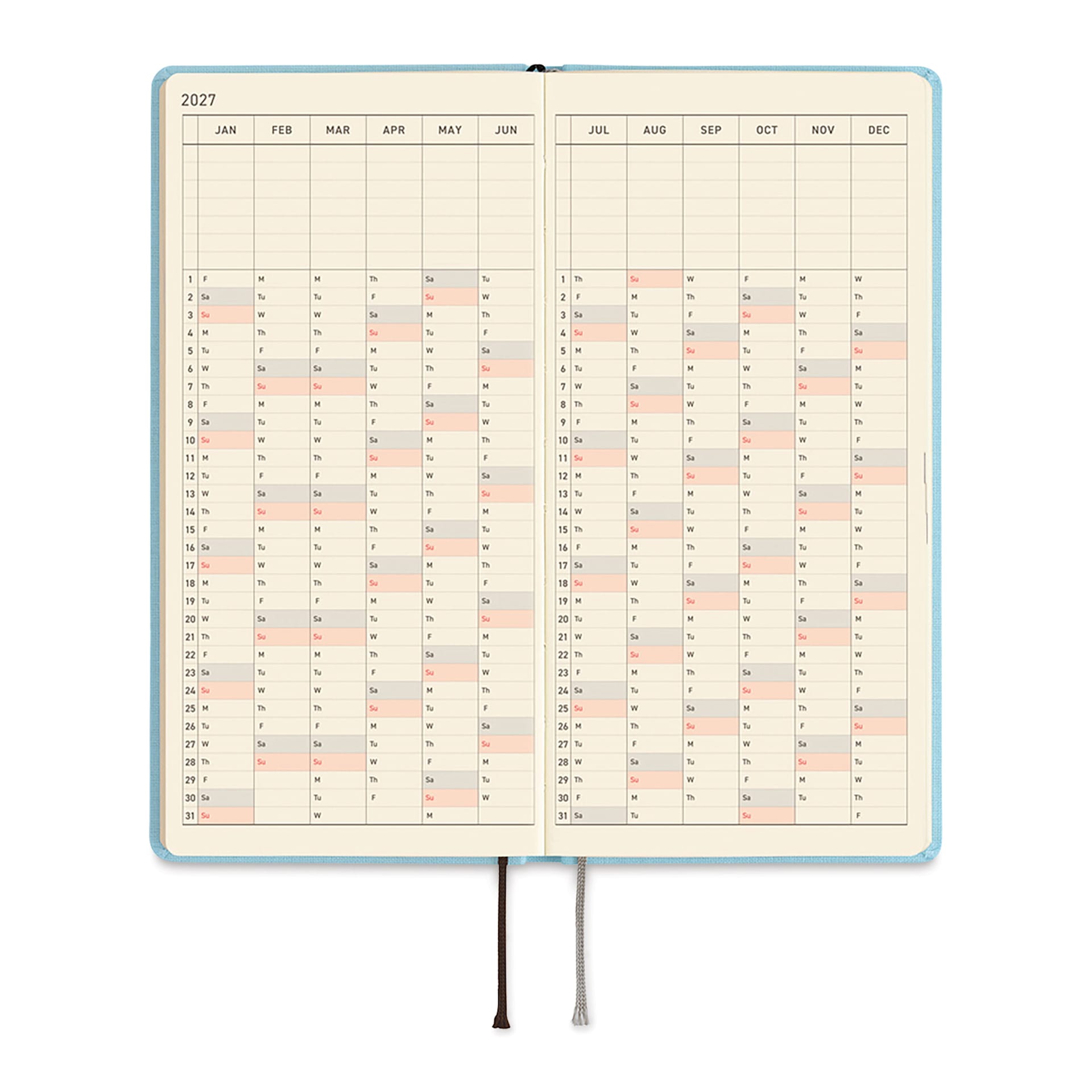 Hobonichi Techo 2027 Weeks Planners - 3.7" x 7.4", Sea Glass