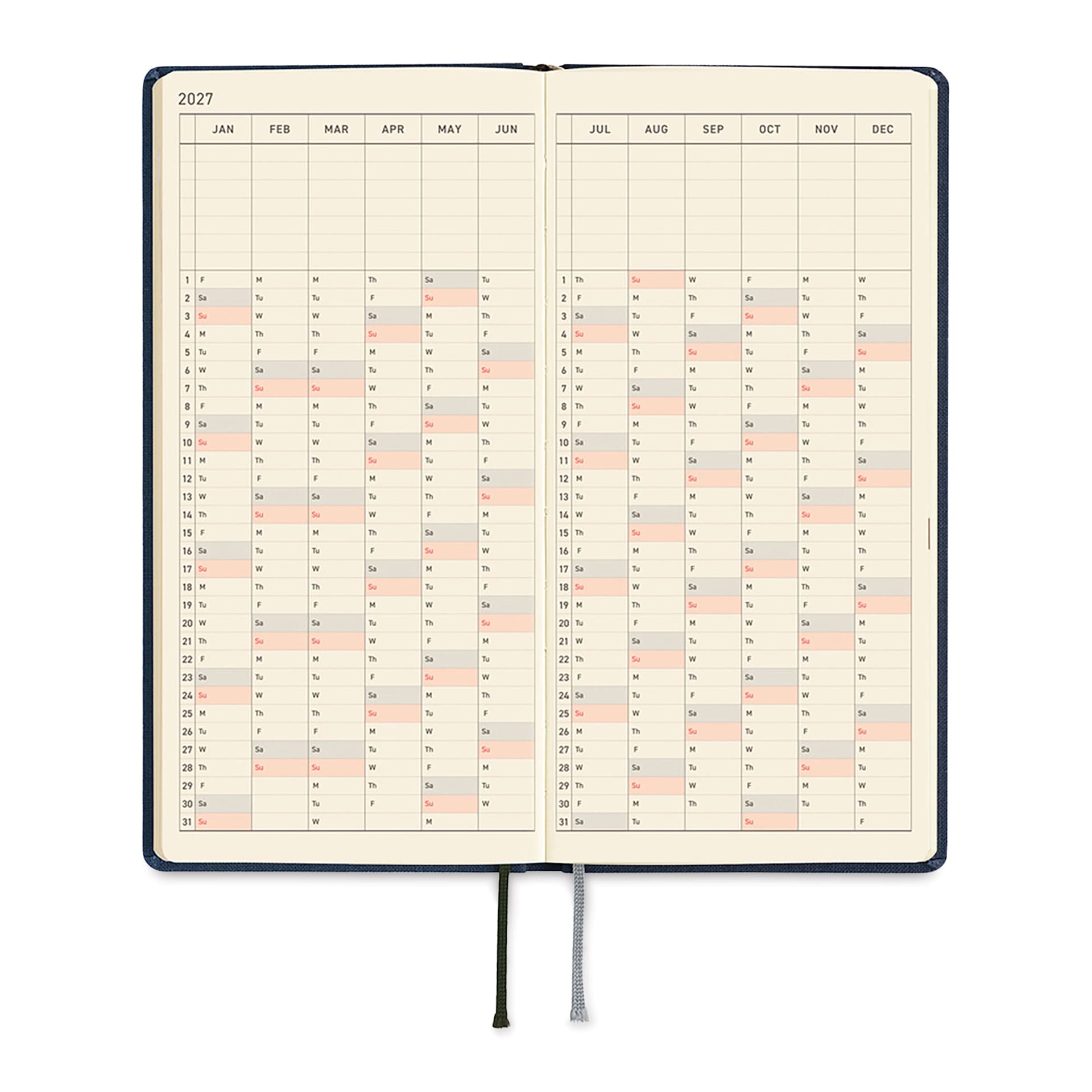 Hobonichi Techo 2027 Weeks Mega Planners - 3.7" x 7.4", Midnight Blue