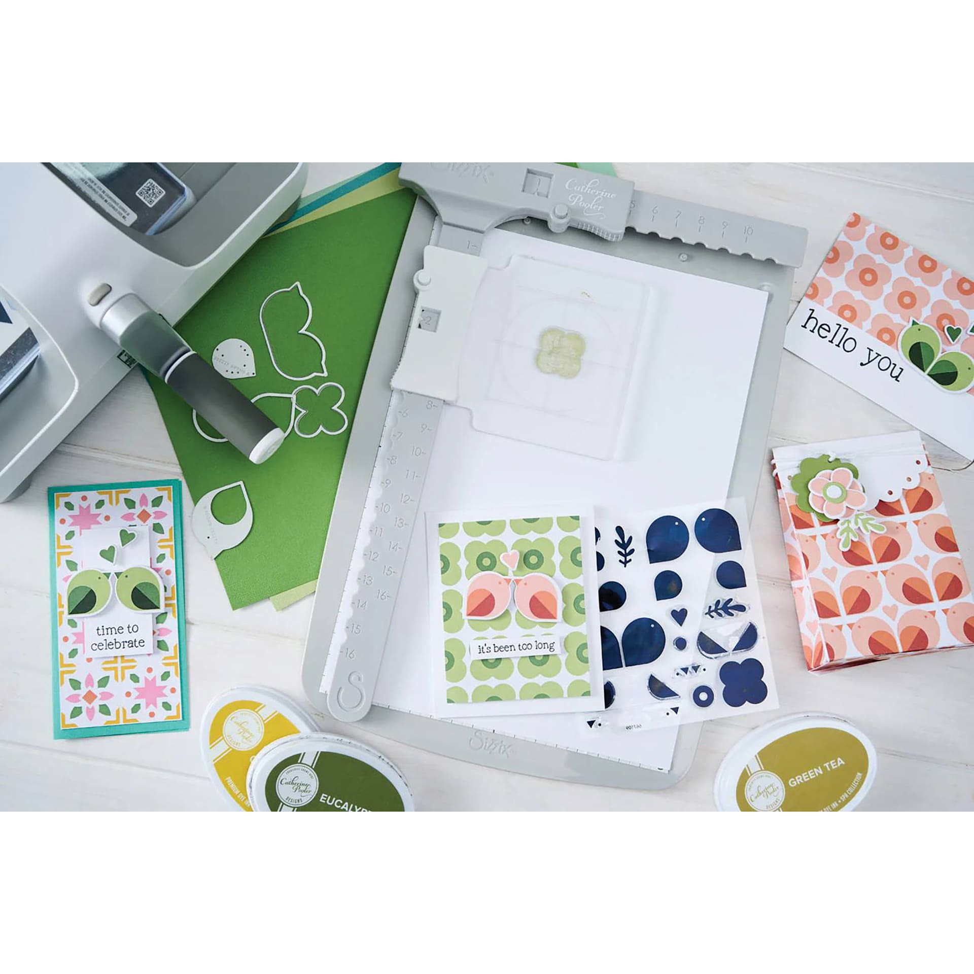 Sizzix Print & Pattern Stamp Set - Set of 15 laid out on table