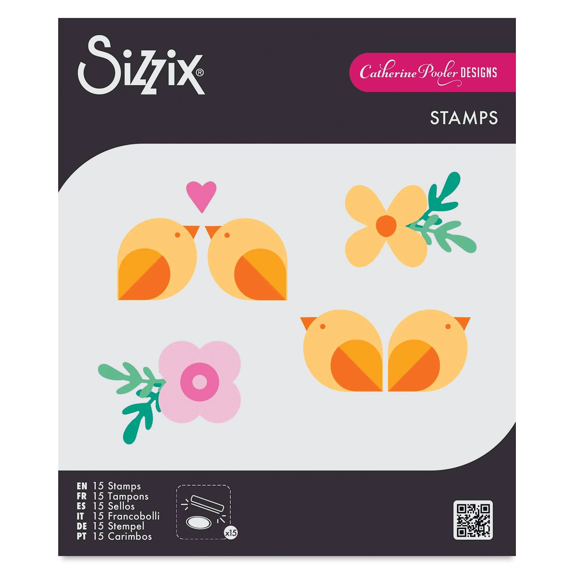 Sizzix Print & Pattern Stamp Set - Set of 15 front of packaging