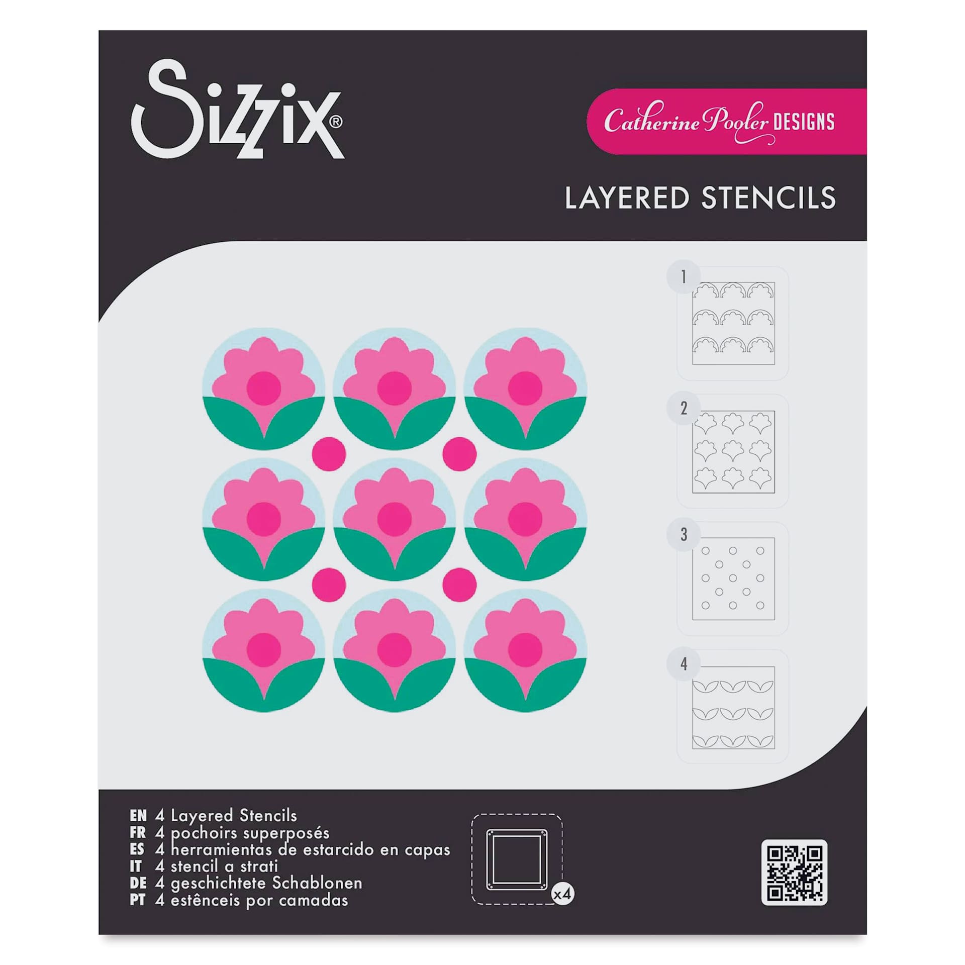 Sizzix Print & Pattern Mini Layered Stencils - Daisy front of packaging