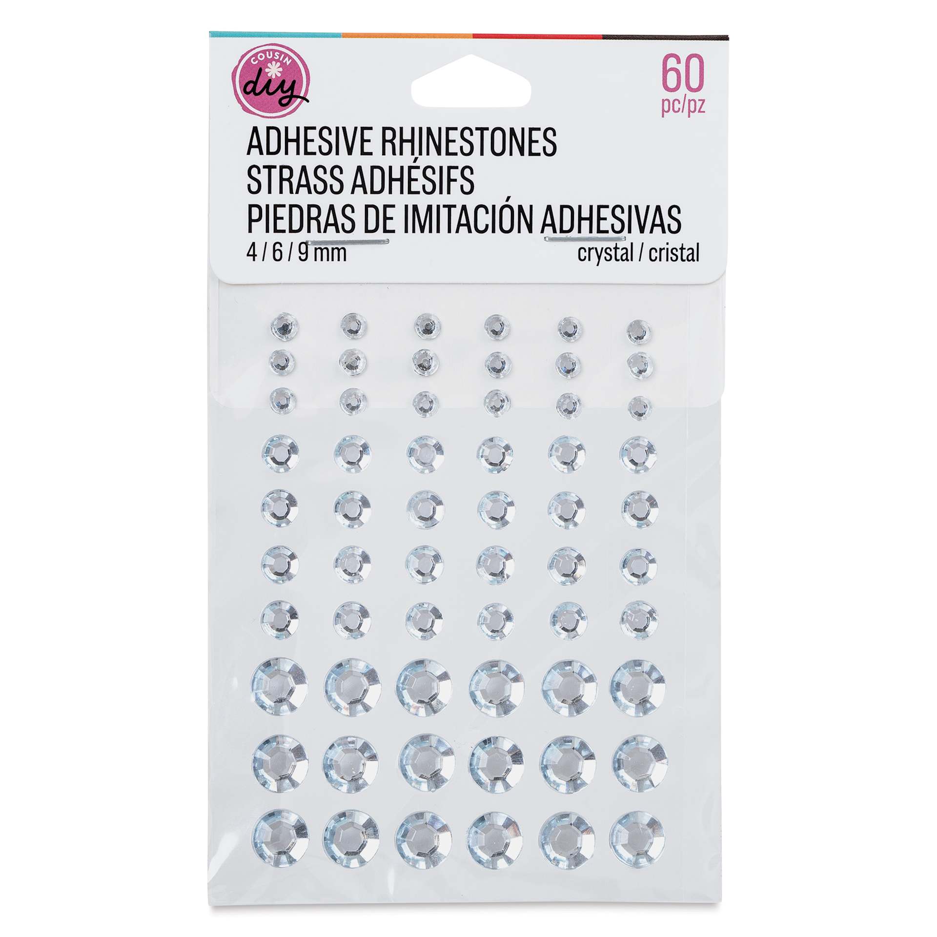 Cousin DIY Adhesive Rhinestones - Pkg of 60, Crystal front of packaging