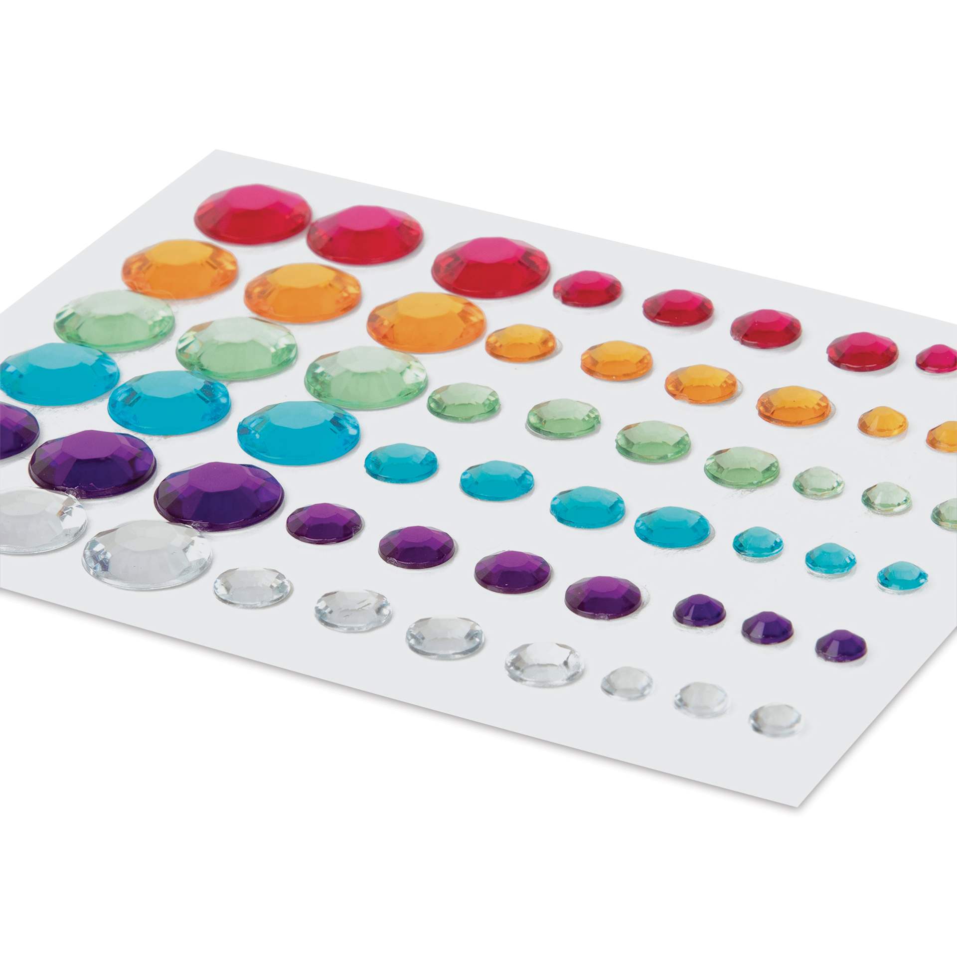Cousin DIY Adhesive Rhinestones - Pkg of 60, Rainbow angled view