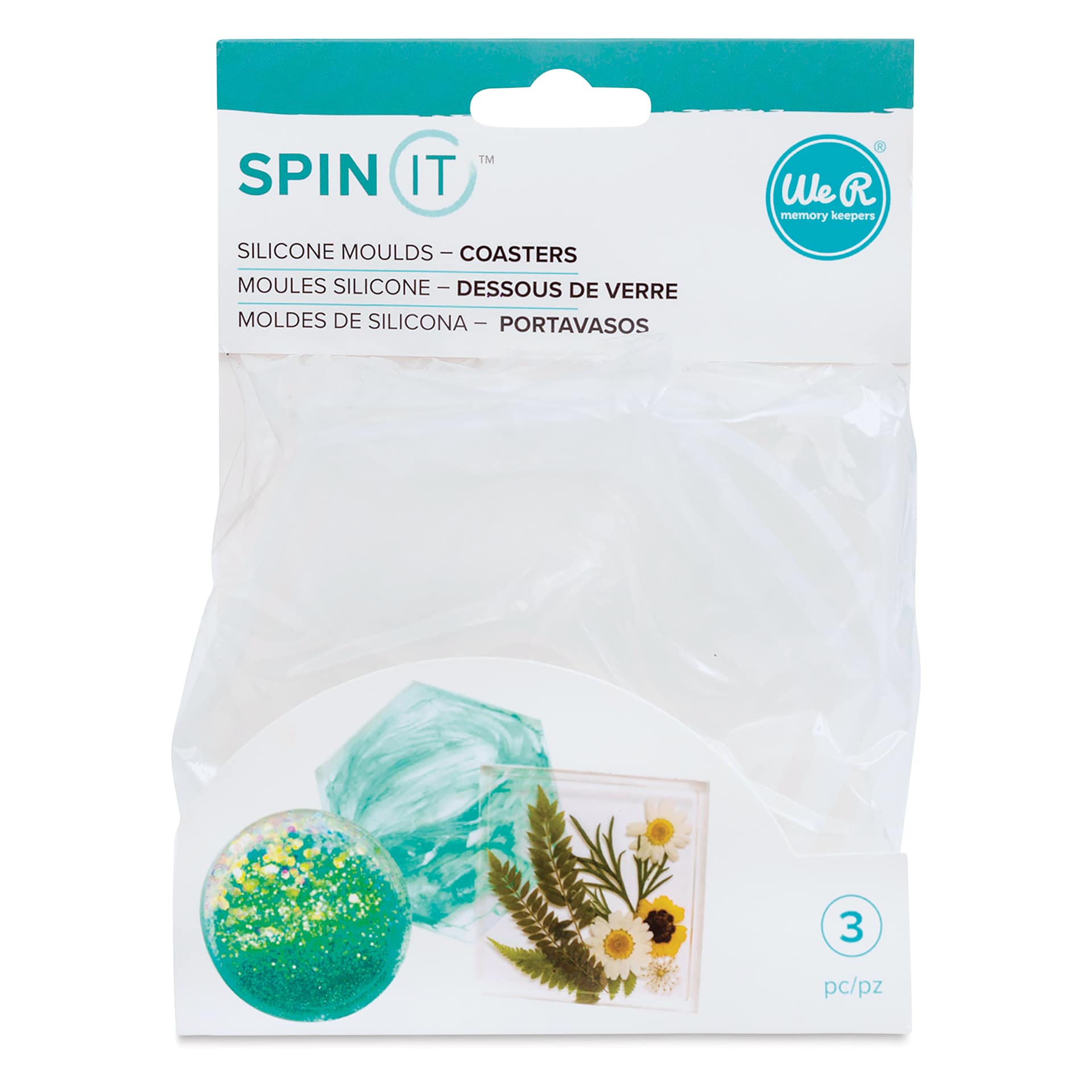We R Memory Keepers Spin It Silicone Coaster Molds - Set of 3 front of packaging