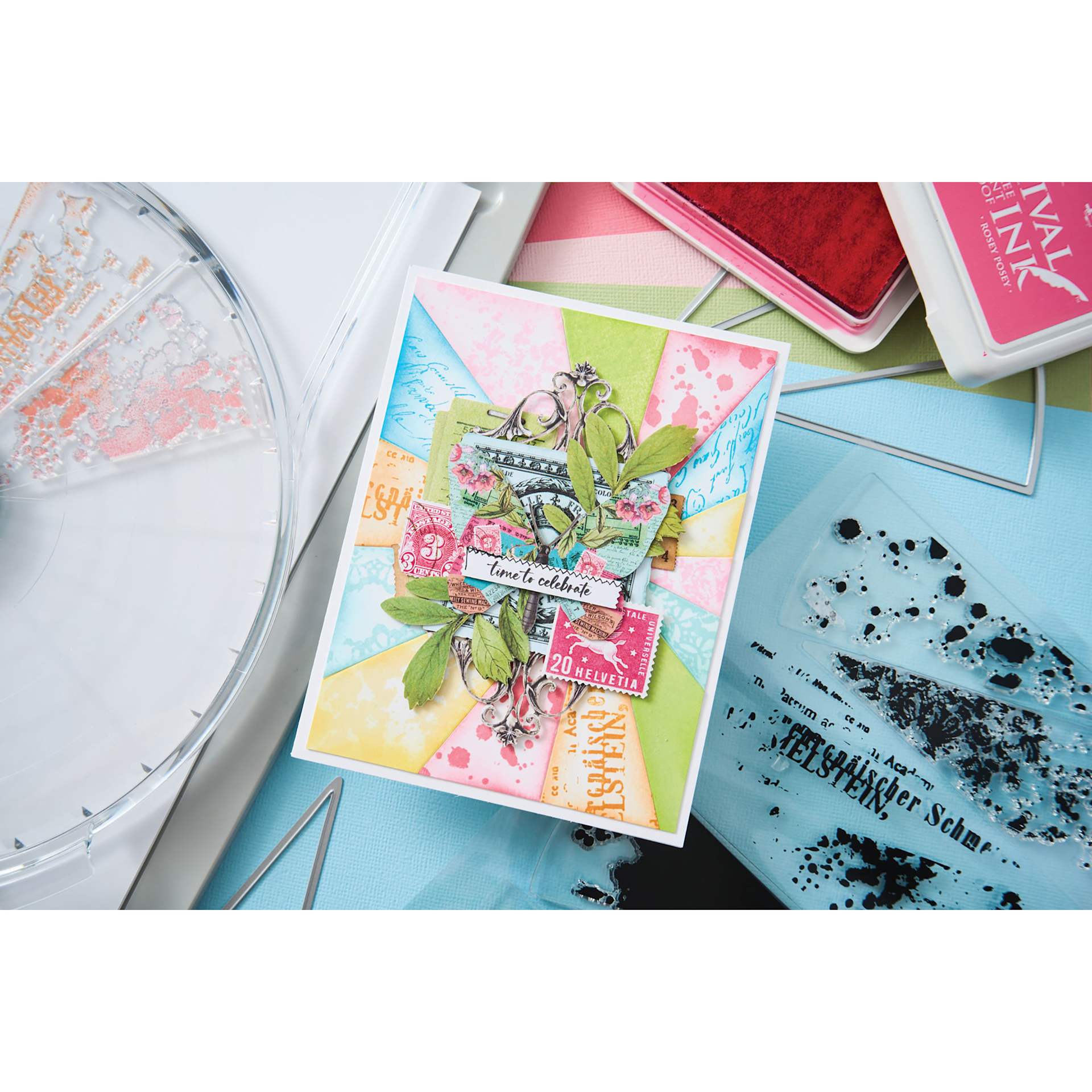 Sizzix Build-a-Burst Stamp and Framelit Set - Set of 14, Artsy Lace Mix showing completed project