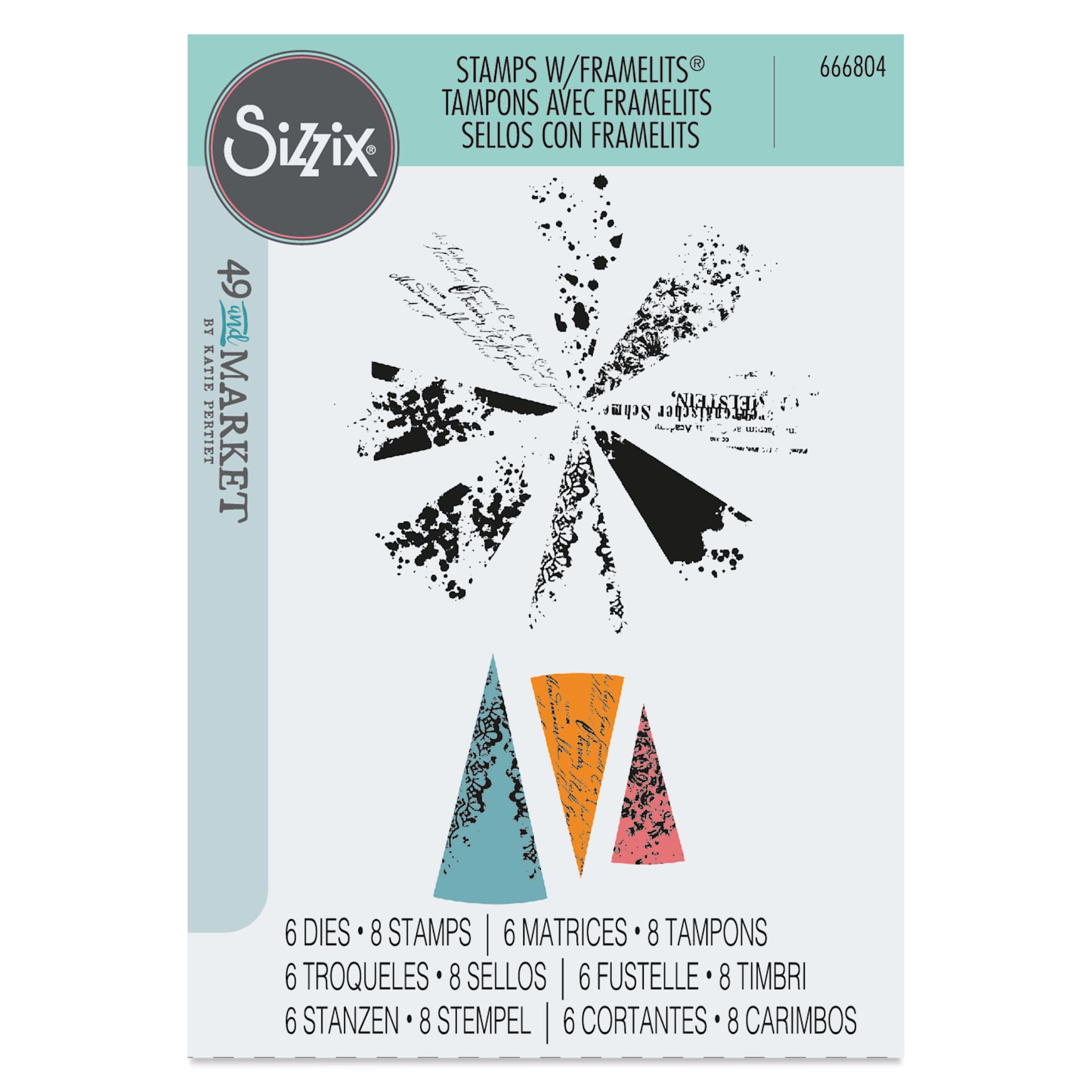 Sizzix Build-a-Burst Stamp and Framelit Set - Set of 14, Artsy Lace Mix front of packaging