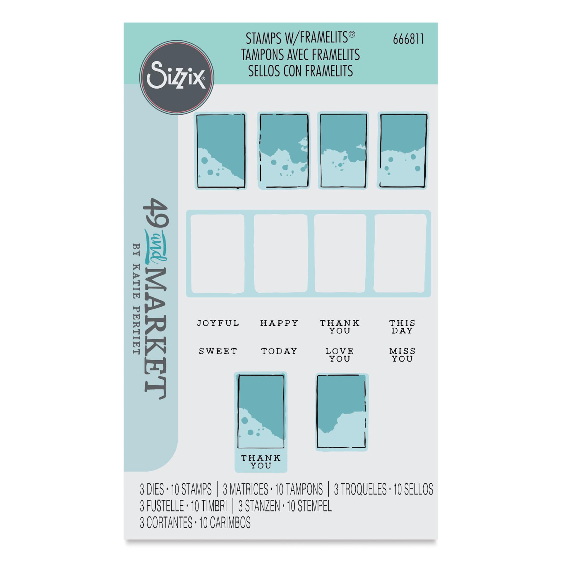Sizzix Painted Palettes Stamp and Framelit Set - Set of 13 front of packaging