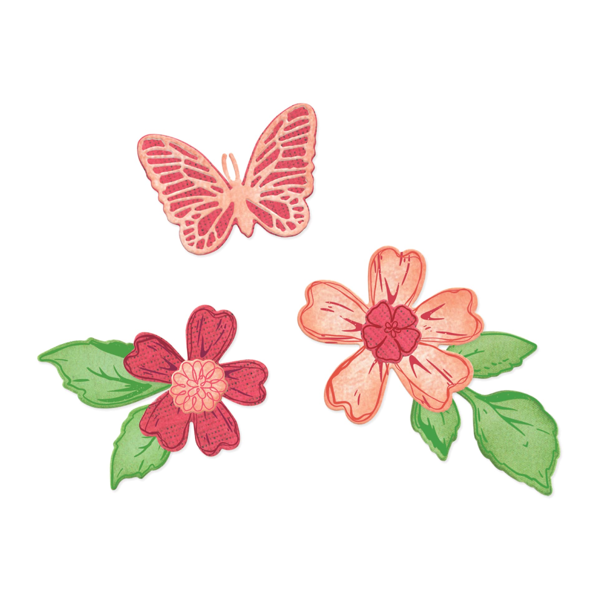 Sizzix Floral Pattern Stamp & Framelit Set - Sweet Sprigs, stamps