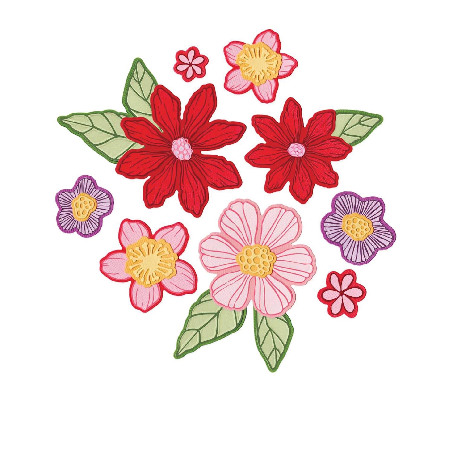Sizzix Floral Pattern Stamp & Framelit Set - Floral Layers #1, stamps