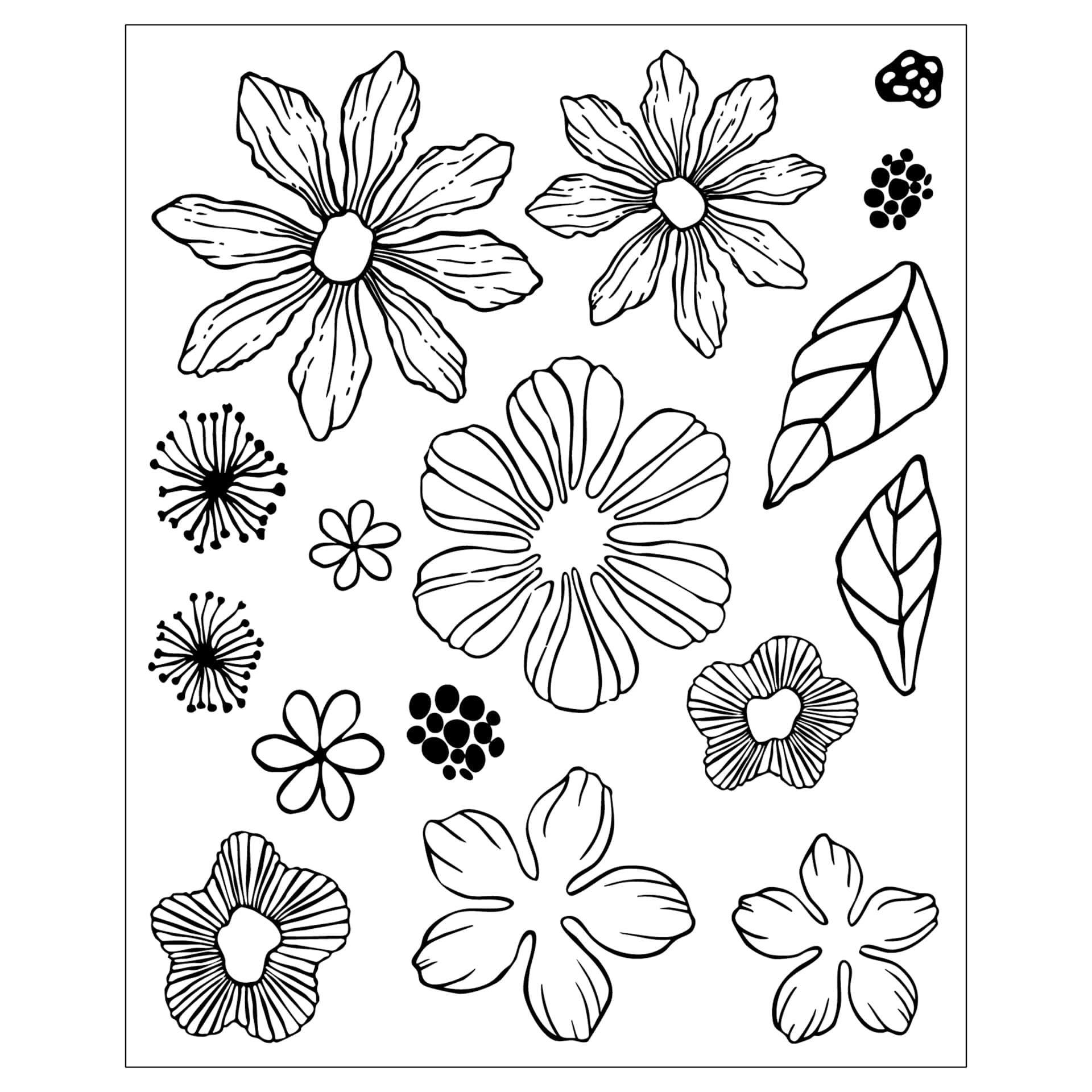 Sizzix Floral Pattern Stamp & Framelit Set - Floral Layers #1, stamp outlines