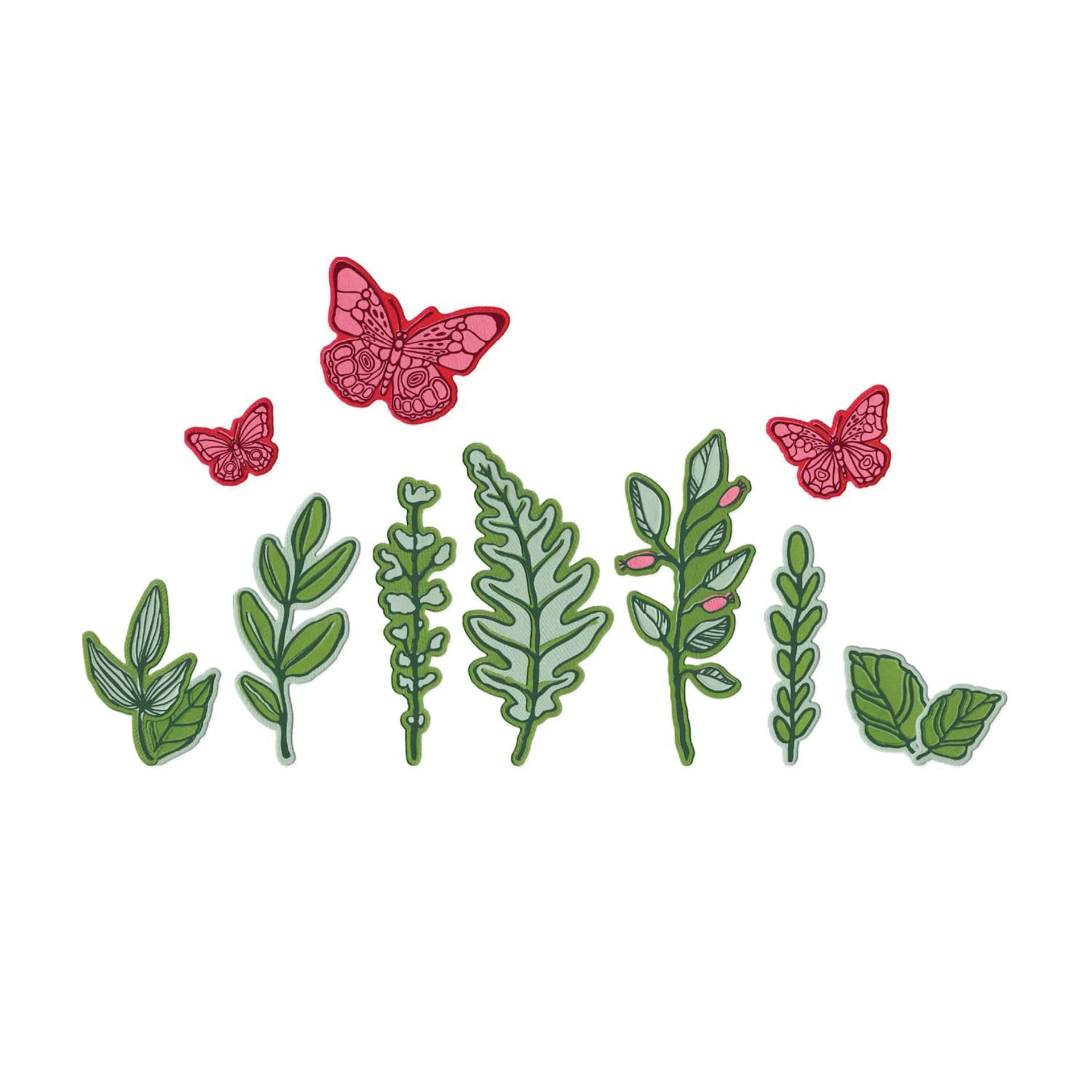 Sizzix Floral Pattern Stamp & Framelit Set - Greenery Layers #1, stamps