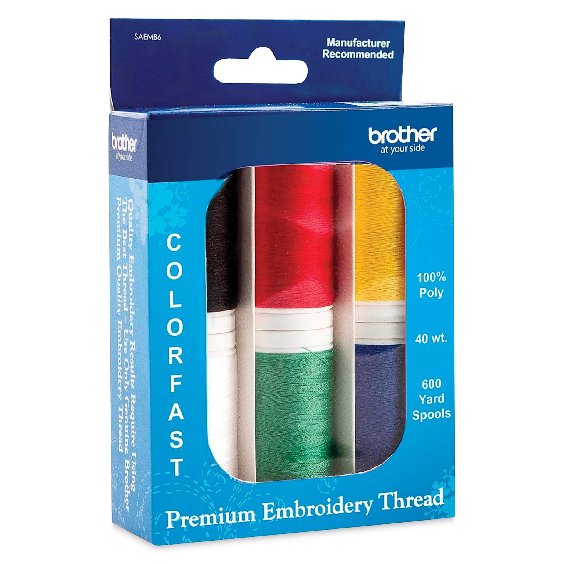 Brother Premium Embroidery Thread - Assorted, 600 yds, Set of 6