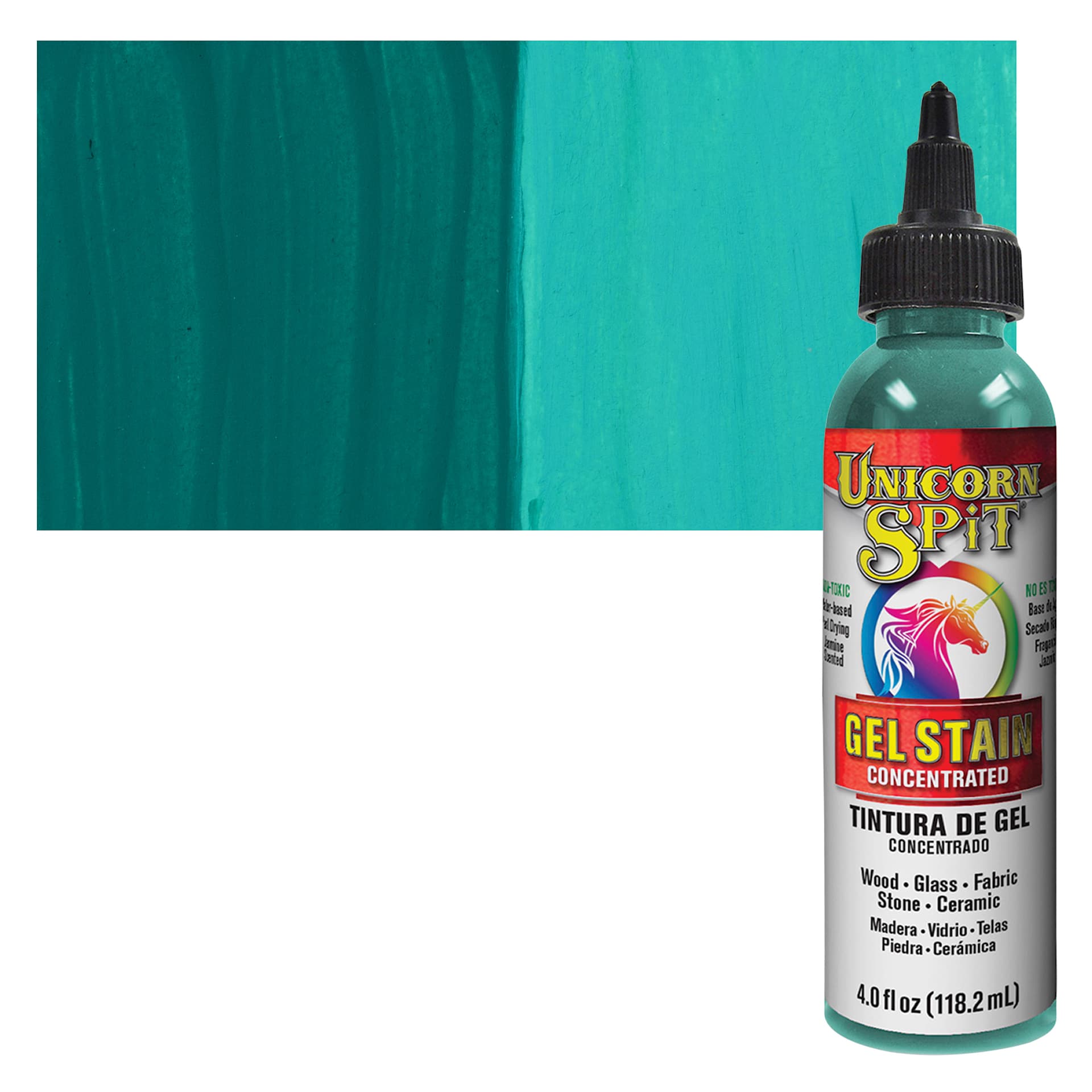Unicorn Spit Gel Stain and Glaze - Navajo Jewel, 4 oz - Bottle and Swatch