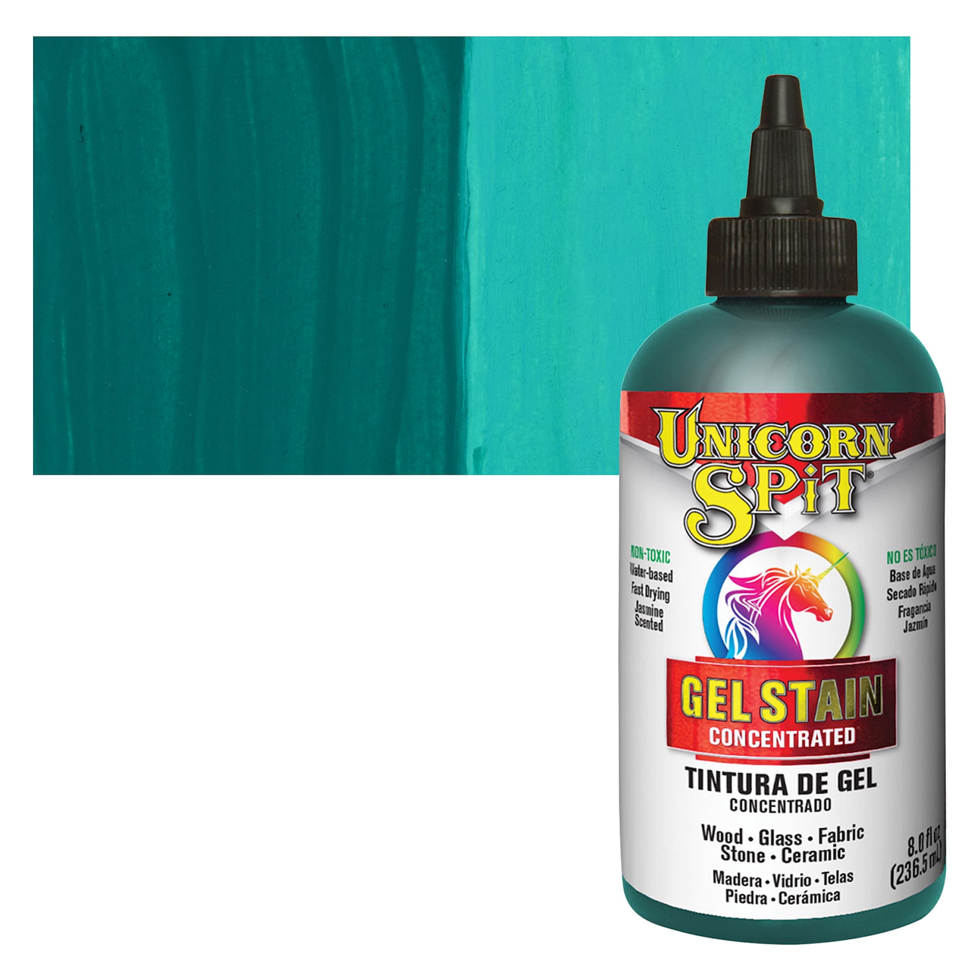 Unicorn Spit Gel Stain and Glaze - Navajo Jewel, 8 oz - Bottle and Swatch