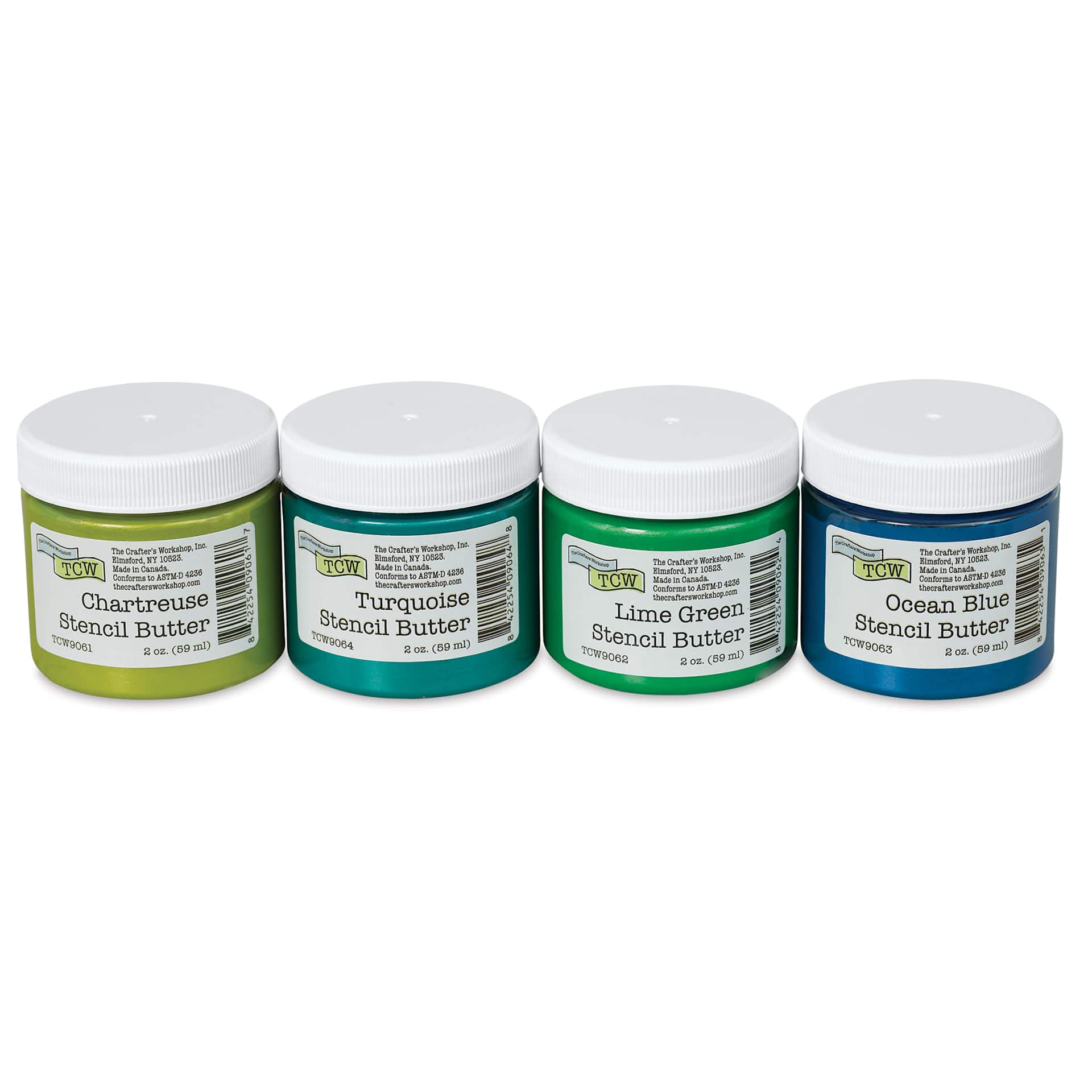 Stencil Butter Acrylic Paints - Carribean Sea, 2 oz, Pkg of 4 (Out of package)