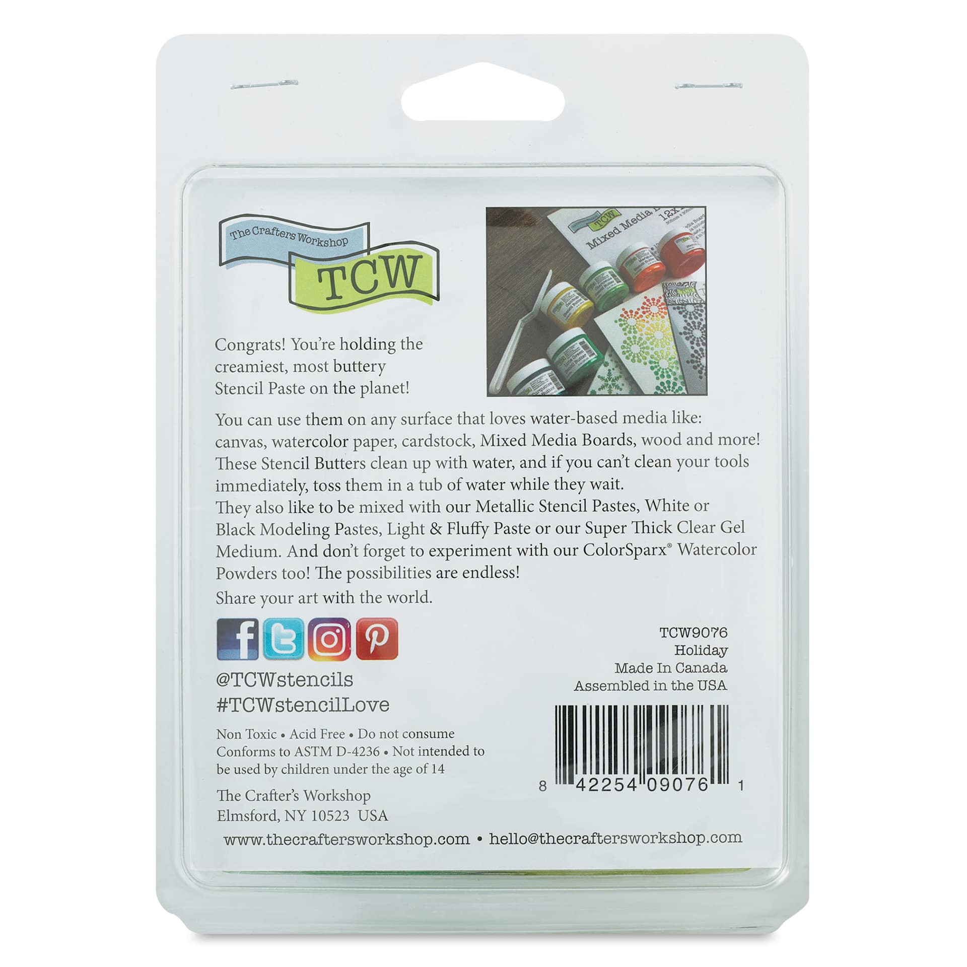 Stencil Butter Acrylic Paints - Holiday, 2 oz, Pkg of 4 (Back of package)