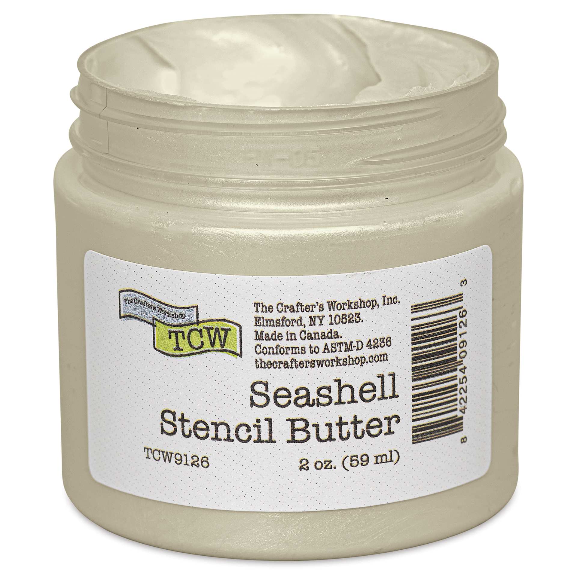 Stencil Butter Acrylic Paint - Seashell, 2 oz, Jar open