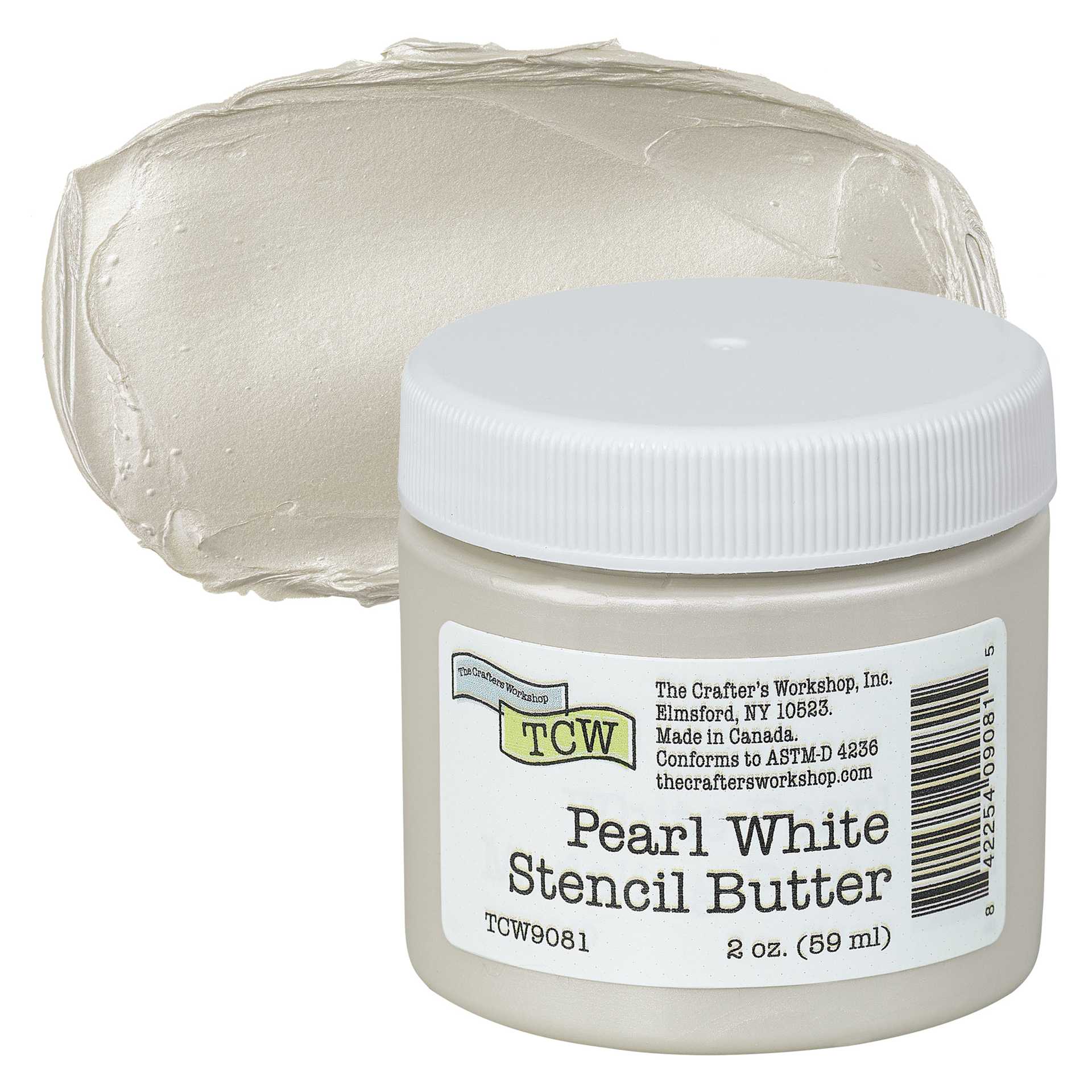 Stencil Butter Acrylic Paint - Pearl White, 2 oz, Jar and swatch