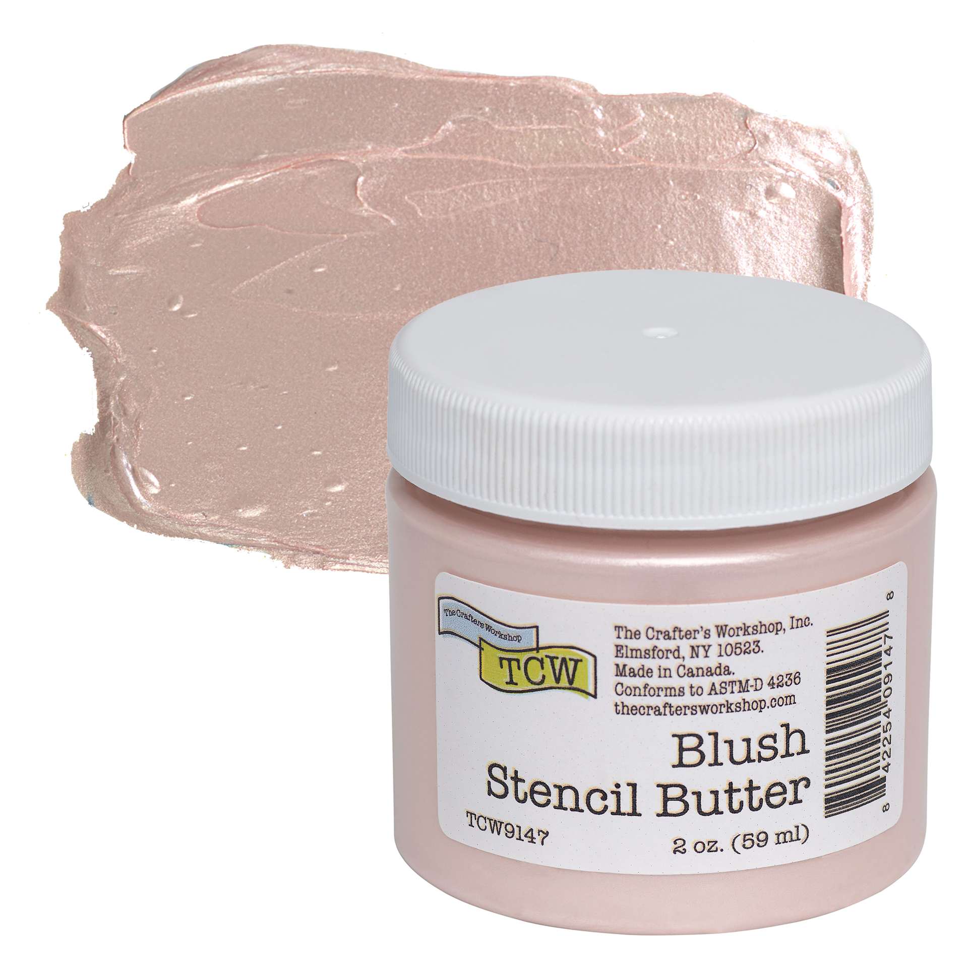 Stencil Butter Acrylic Paint - Blush, 2 oz, Jar and swatch