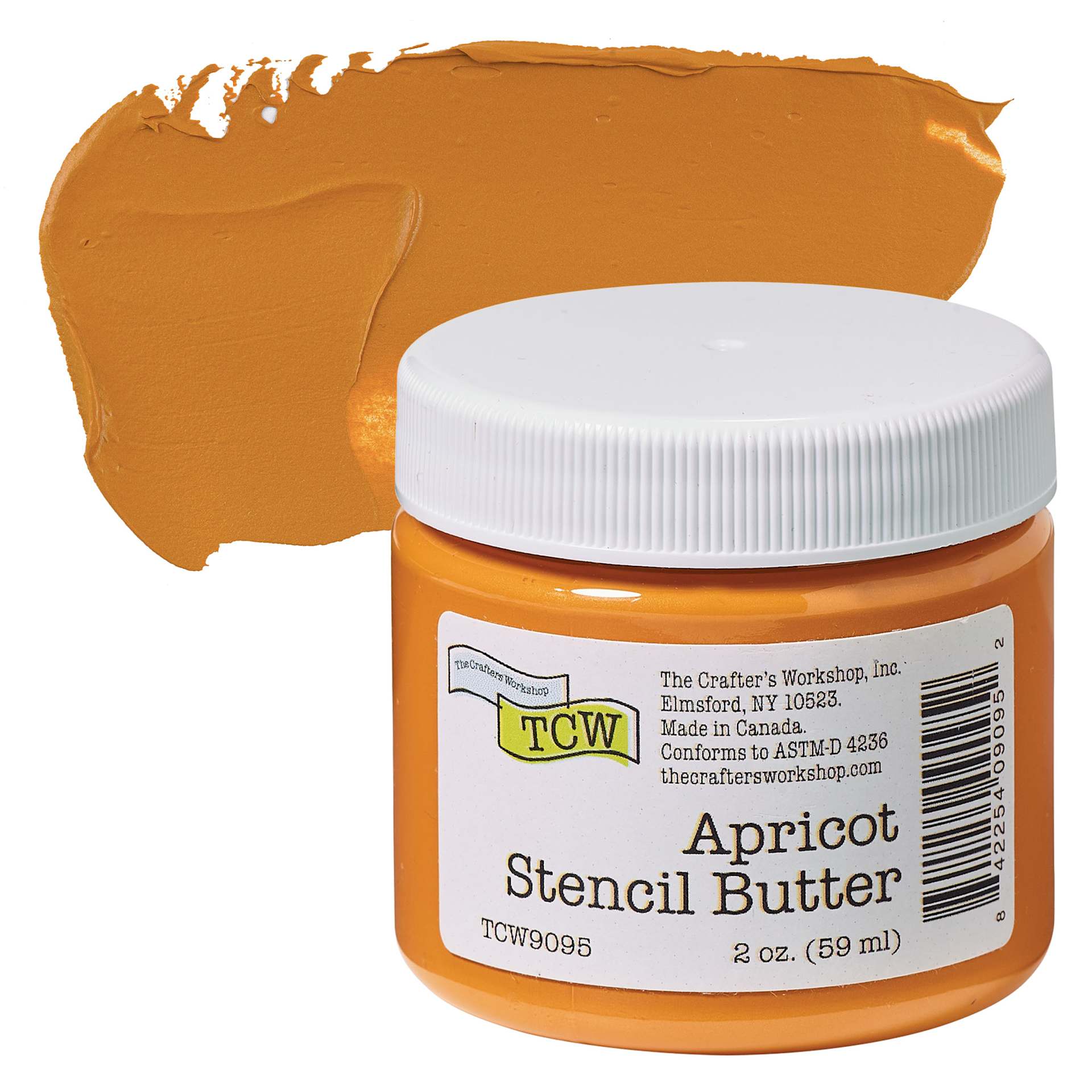Stencil Butter Acrylic Paint - Apricot, 2 oz, Jar and swatch