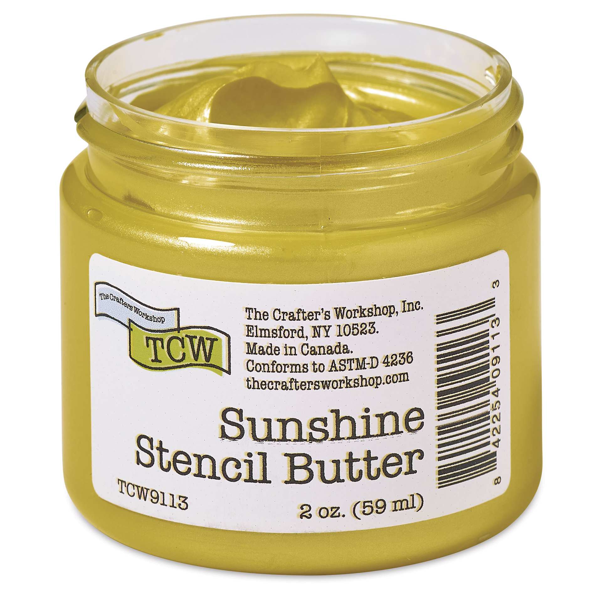 Stencil Butter Acrylic Paint - Sunshine, 2 oz jar open