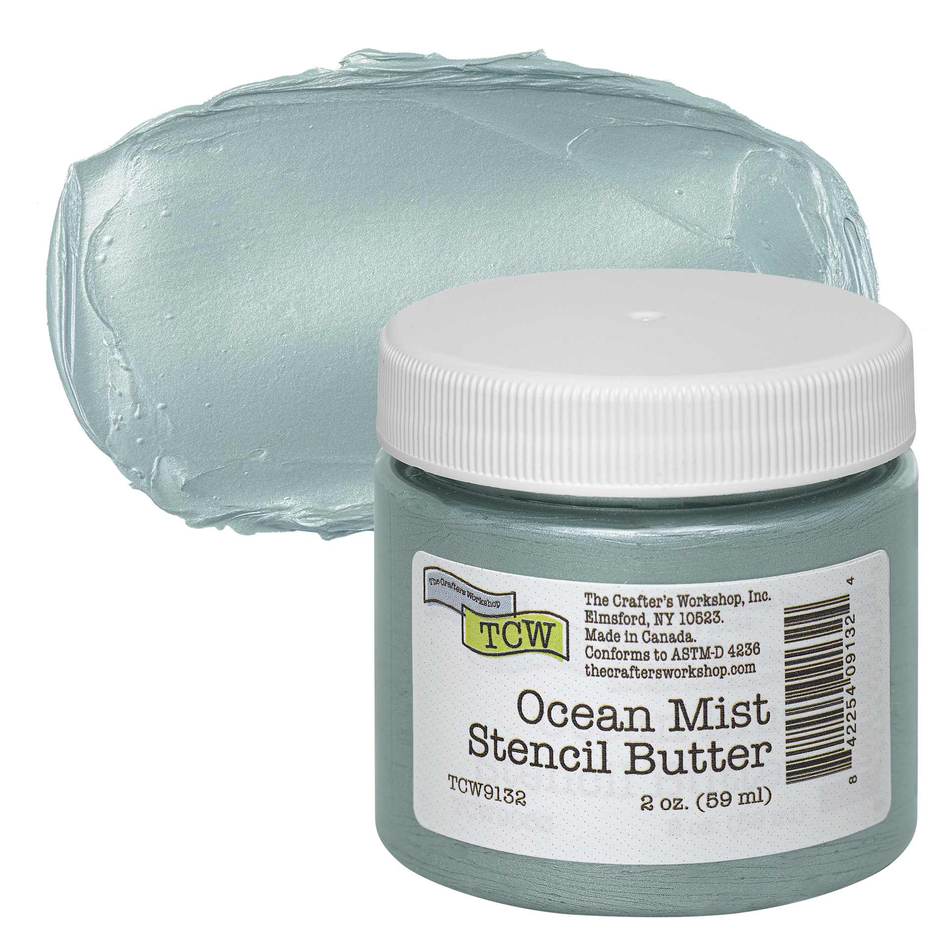 Stencil Butter Acrylic Paint - Ocean Mist, 2 oz, Jar and swatch