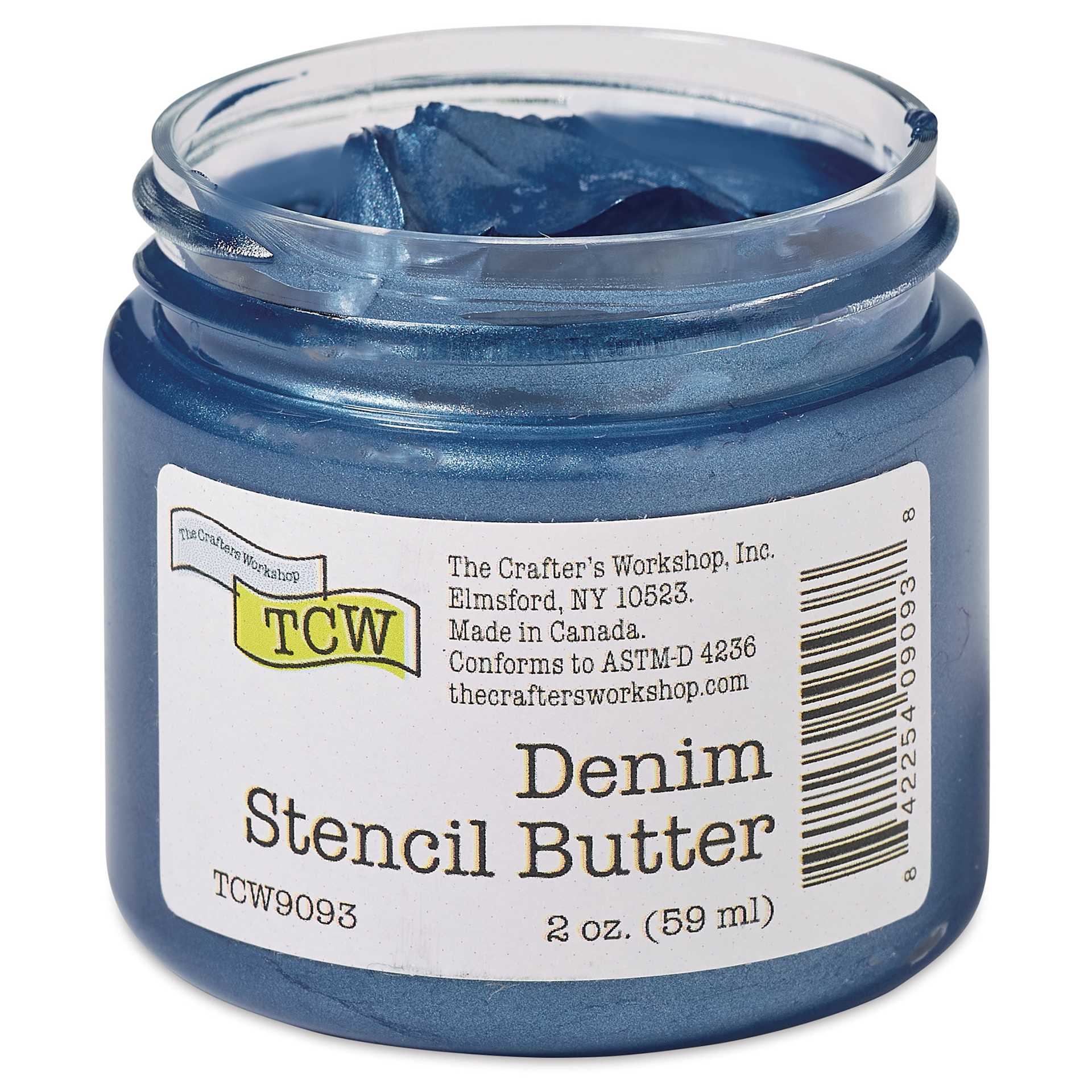 Stencil Butter Acrylic Paint - Denim, 2 oz with lid off