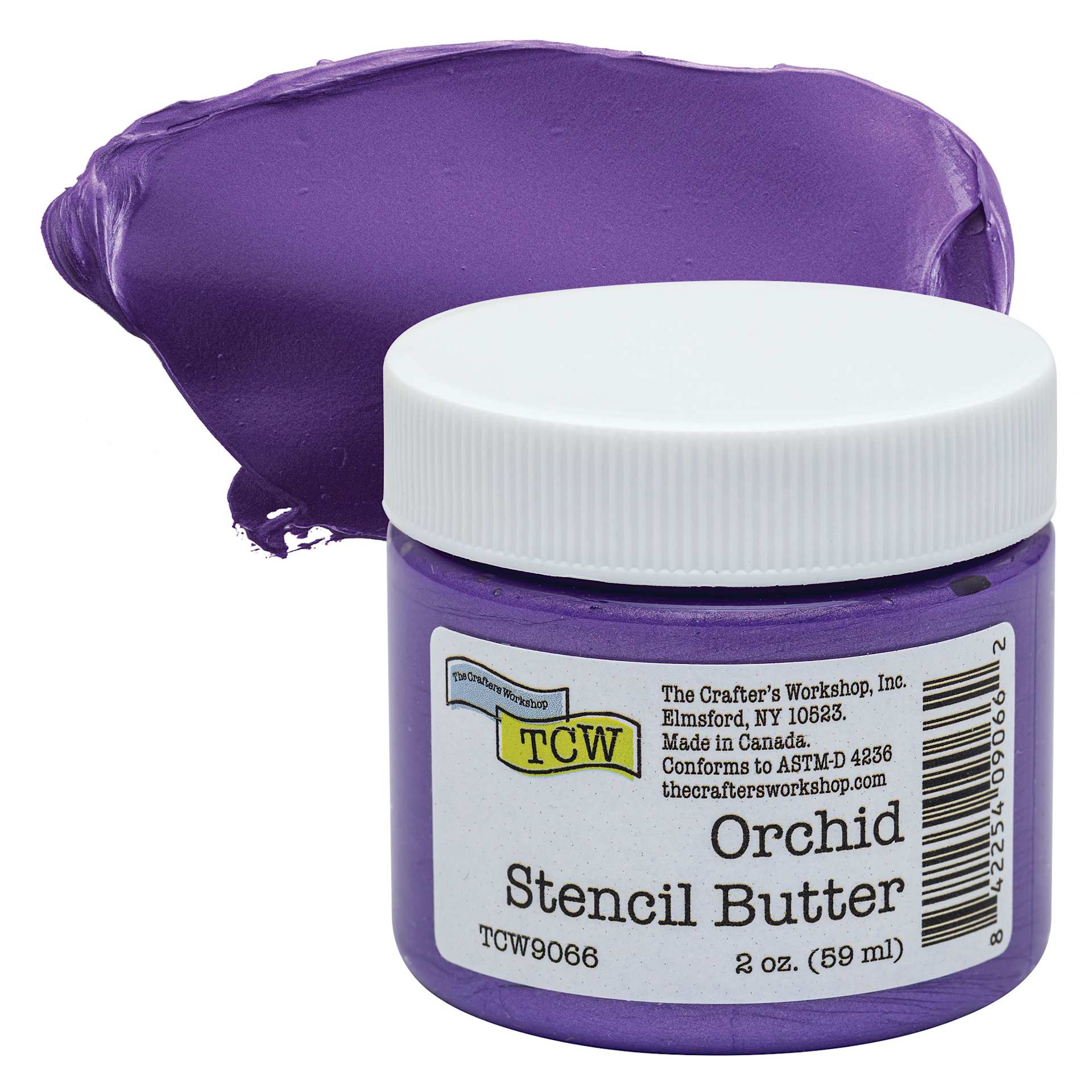 Stencil Butter Acrylic Paint - Orchid, 2 oz, Jar and swatch