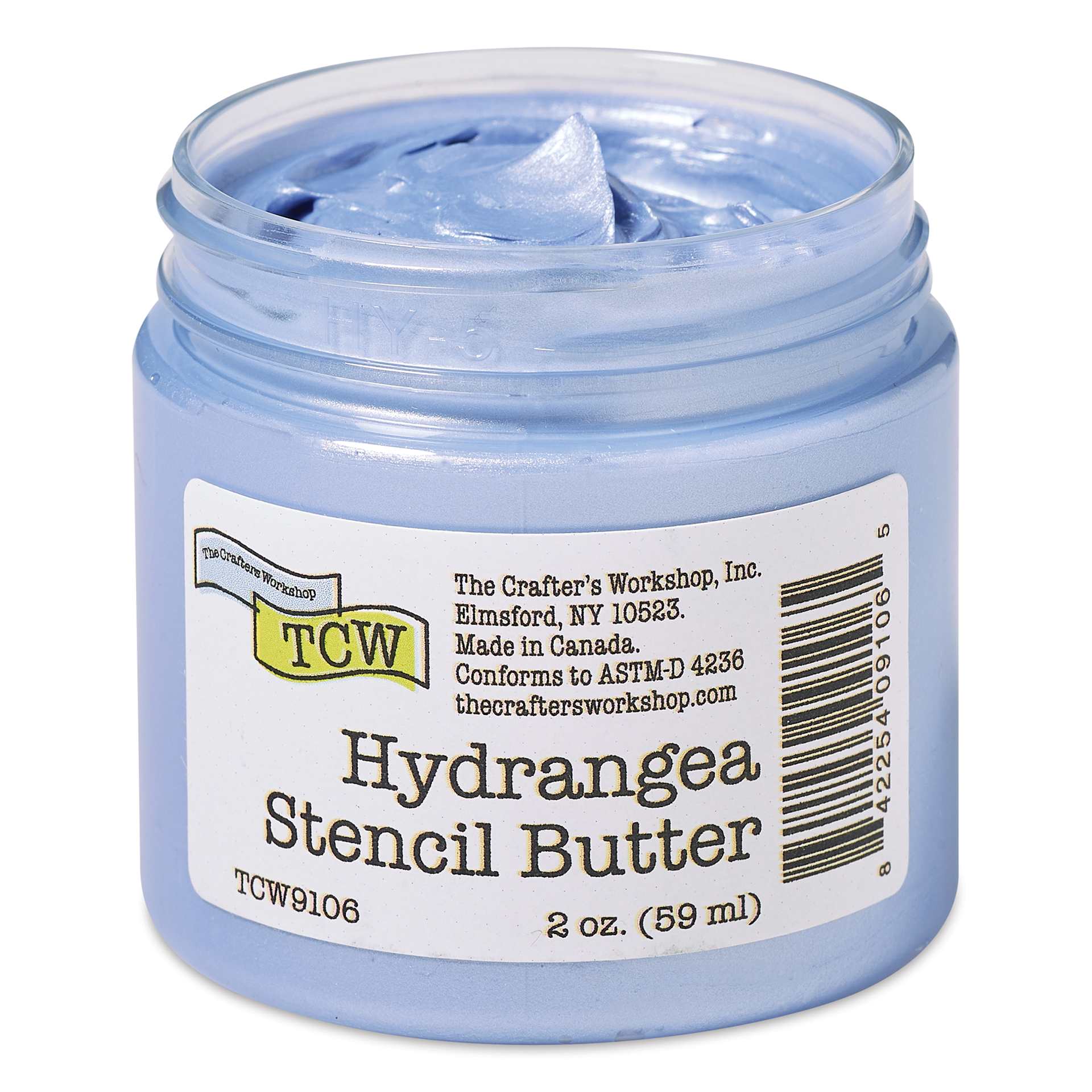 Stencil Butter Acrylic Paint - Hydrangea, 2 oz, Jar with lid off