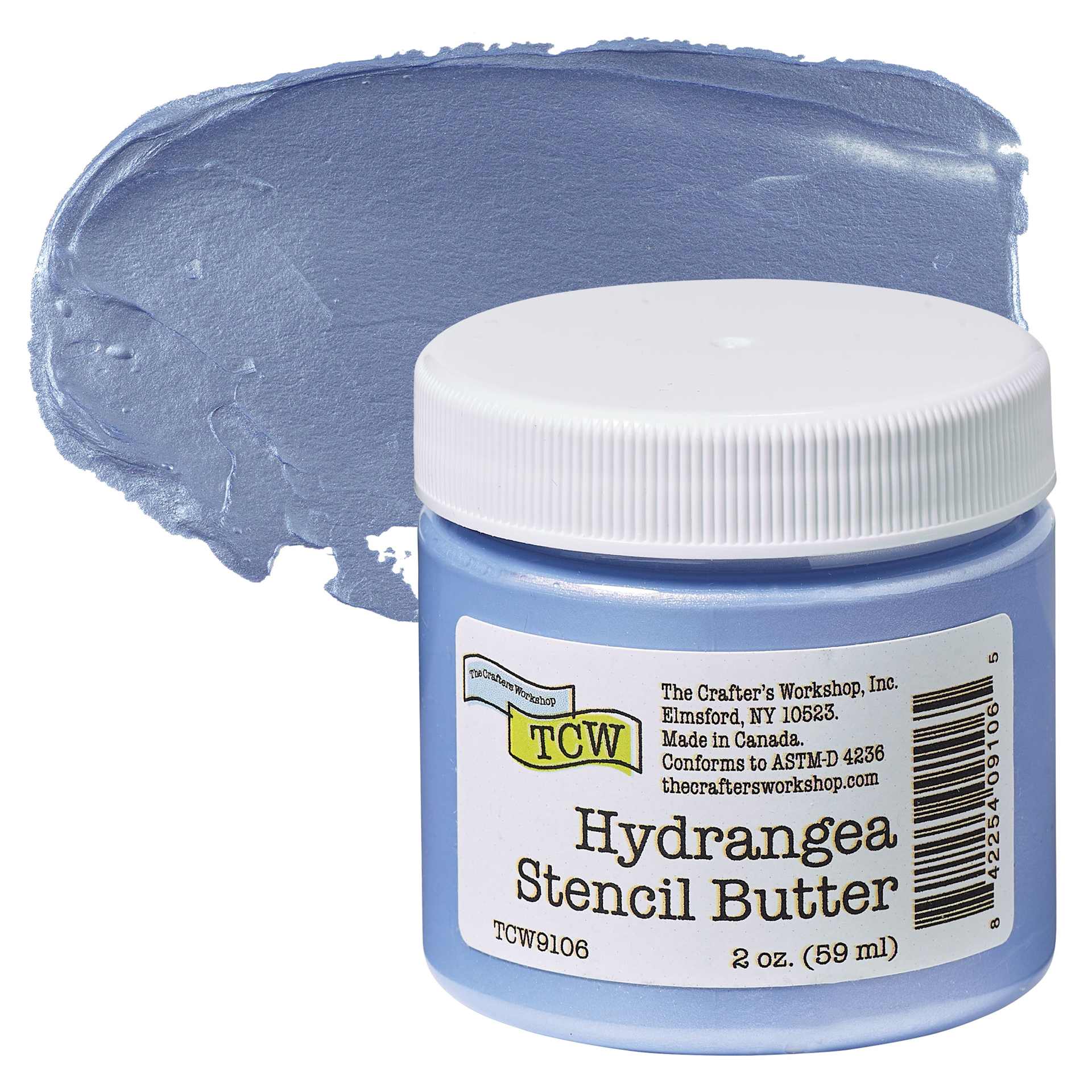 Stencil Butter Acrylic Paint - Hydrangea, 2 oz, Jar and swatch