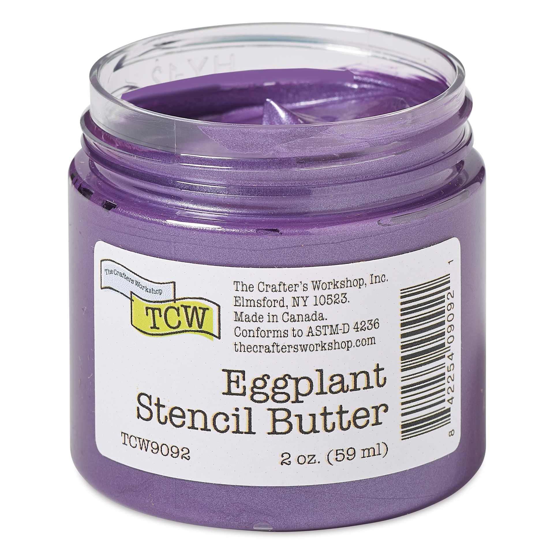 Stencil Butter Acrylic Paint - Eggplant, 2 oz, Jar with lid off