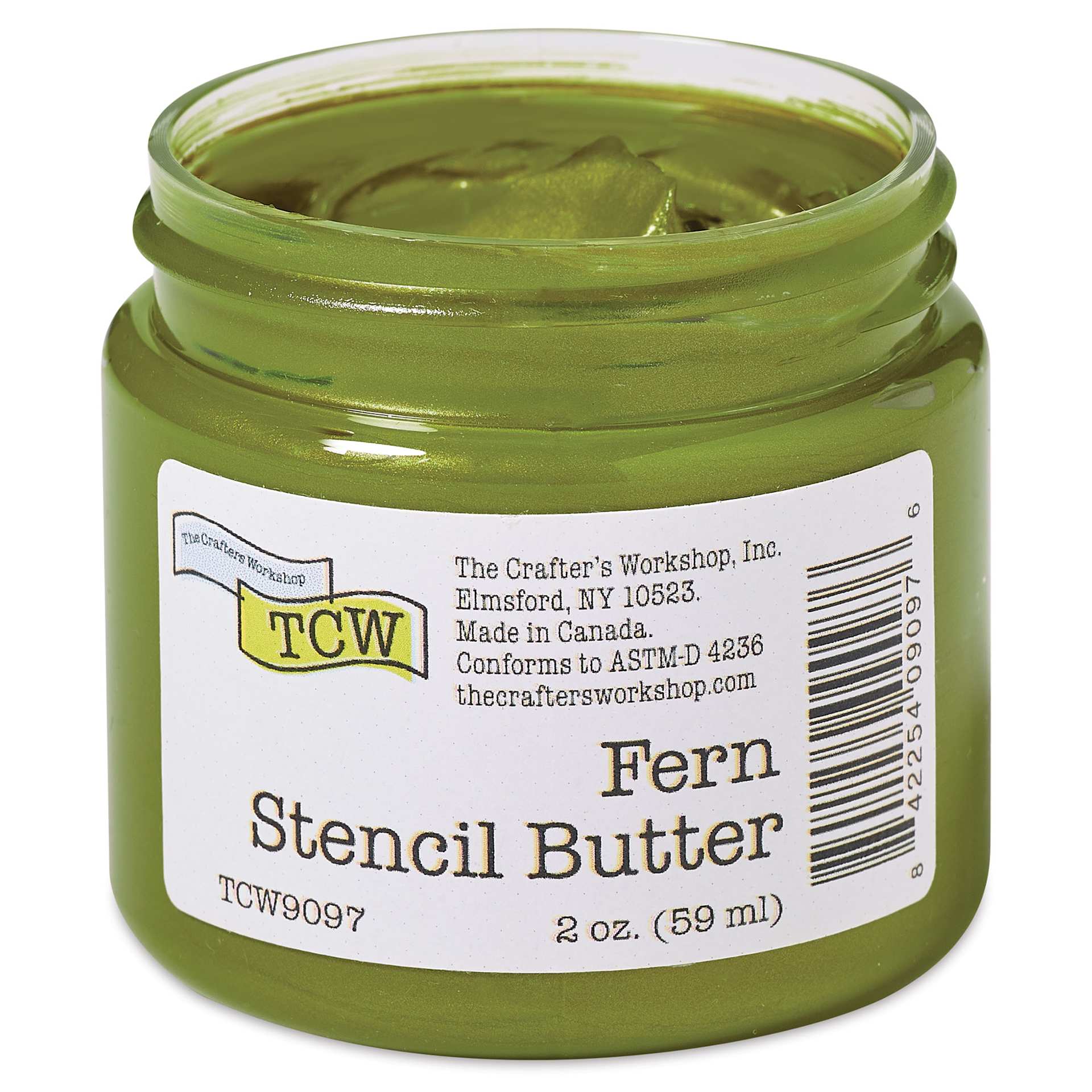 Stencil Butter Acrylic Paint - Fern with lid off