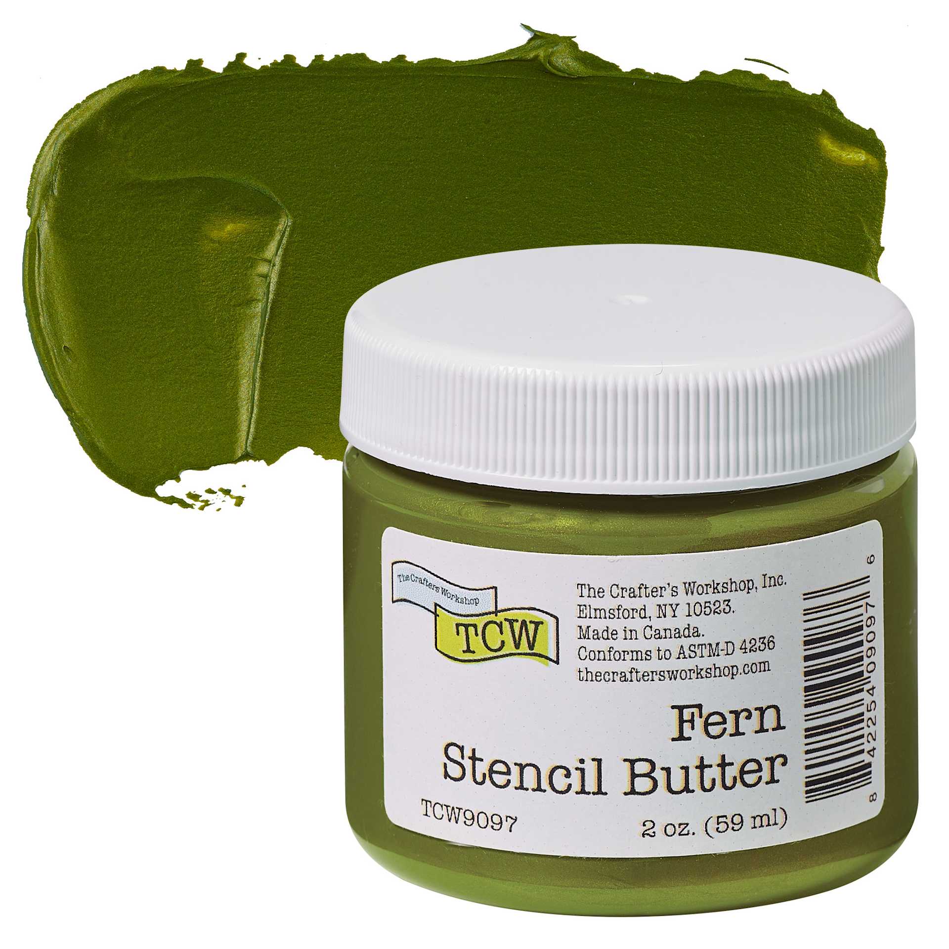 Stencil Butter Acrylic Paint - Fern, 2 oz, Jar and swatch
