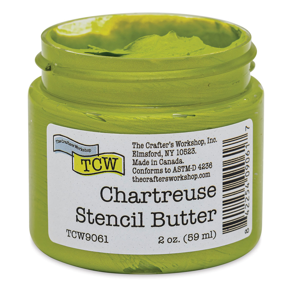Stencil Butter Acrylic Paint - Chartreuse, 2 oz, Jar (Shown without lid)