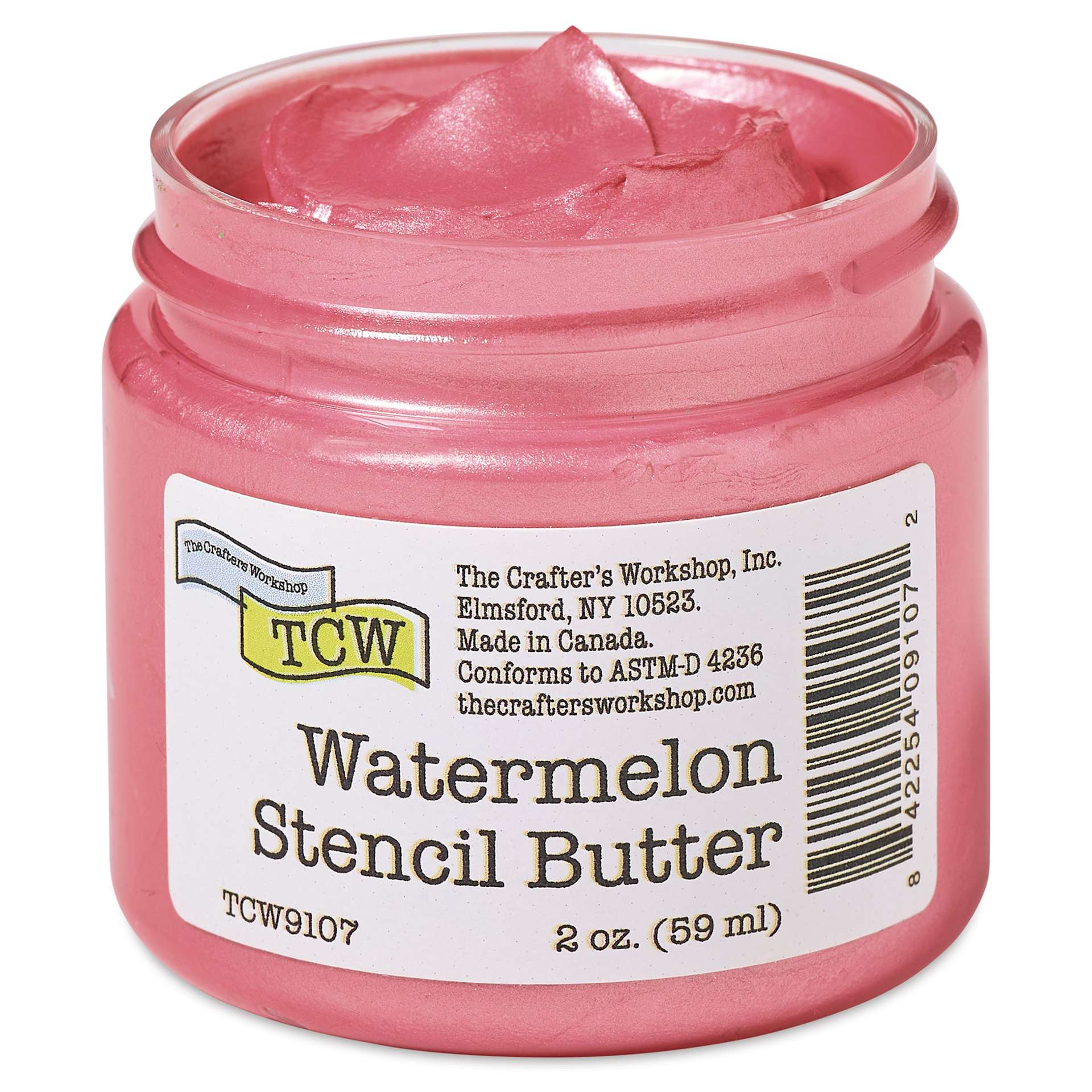 Stencil Butter Acrylic Paint - Watermelon, 2 oz jar open
