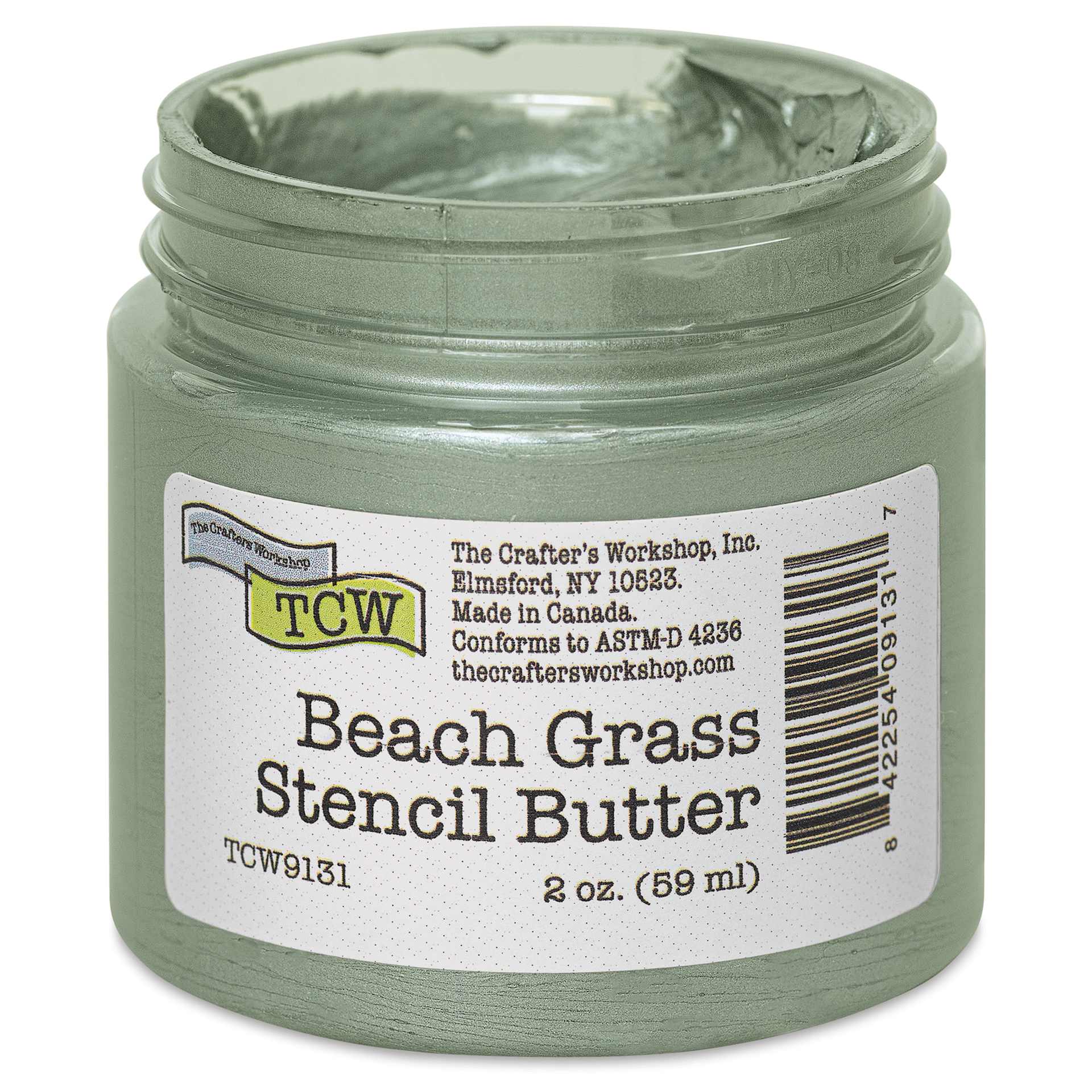 Stencil Butter Acrylic Paint - Beach Grass, 2 oz, Jar open