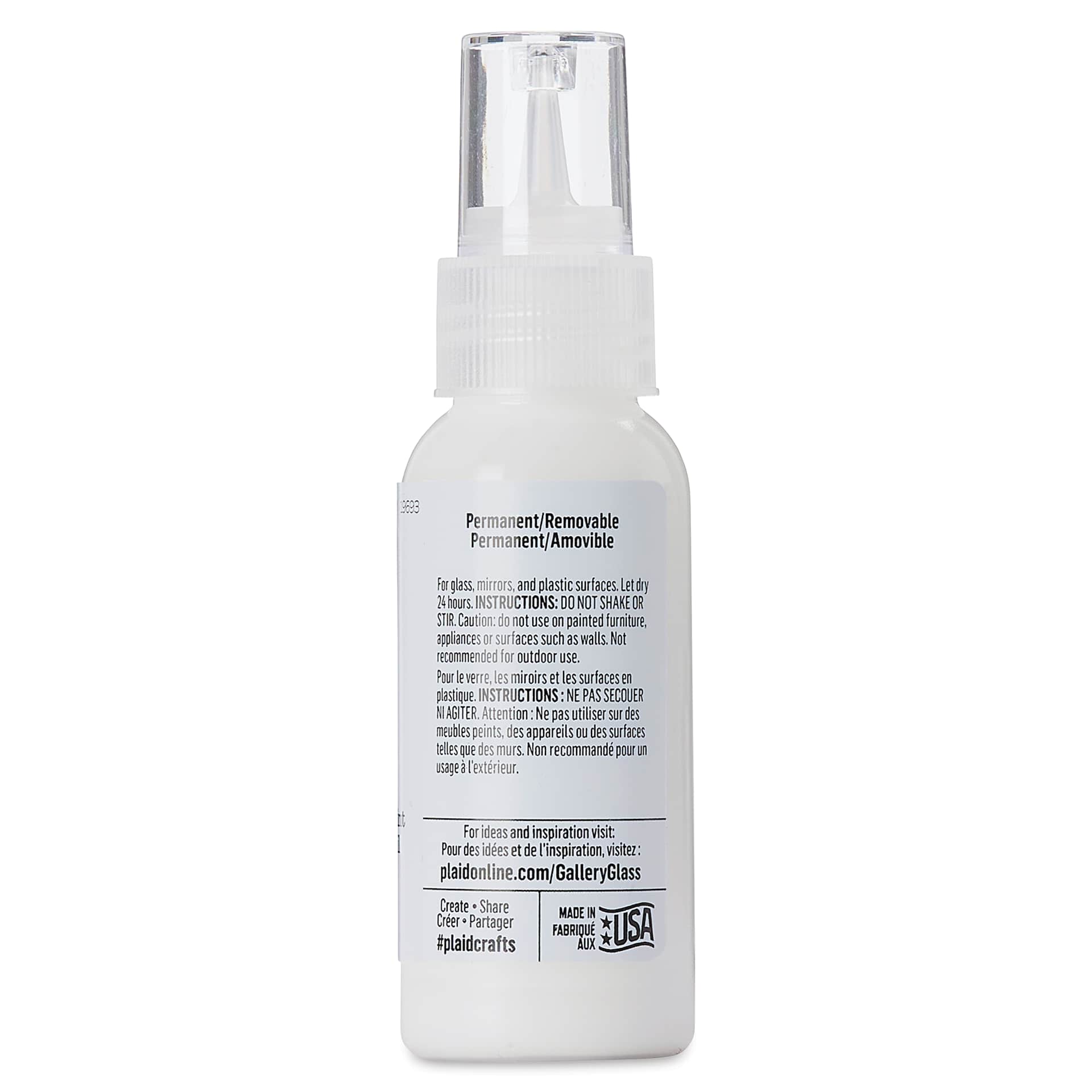 Gallery Glass Paint - Crystal Clear, 2 oz (Back of bottle)