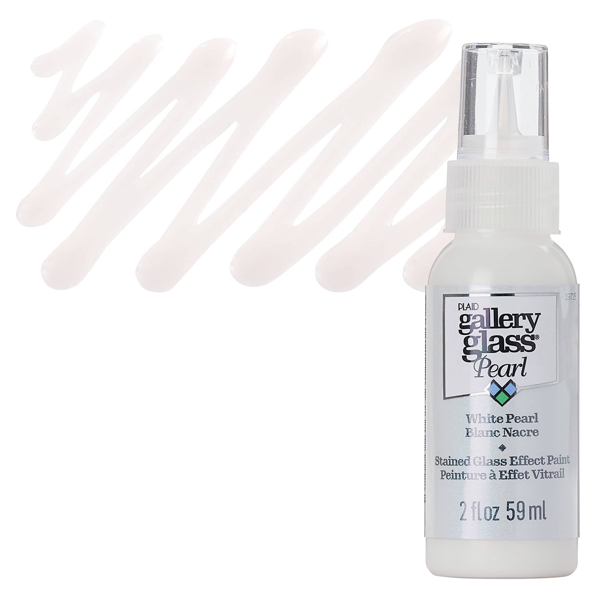 Gallery Glass Paint - White Pearl, 2 oz bottle and swatch