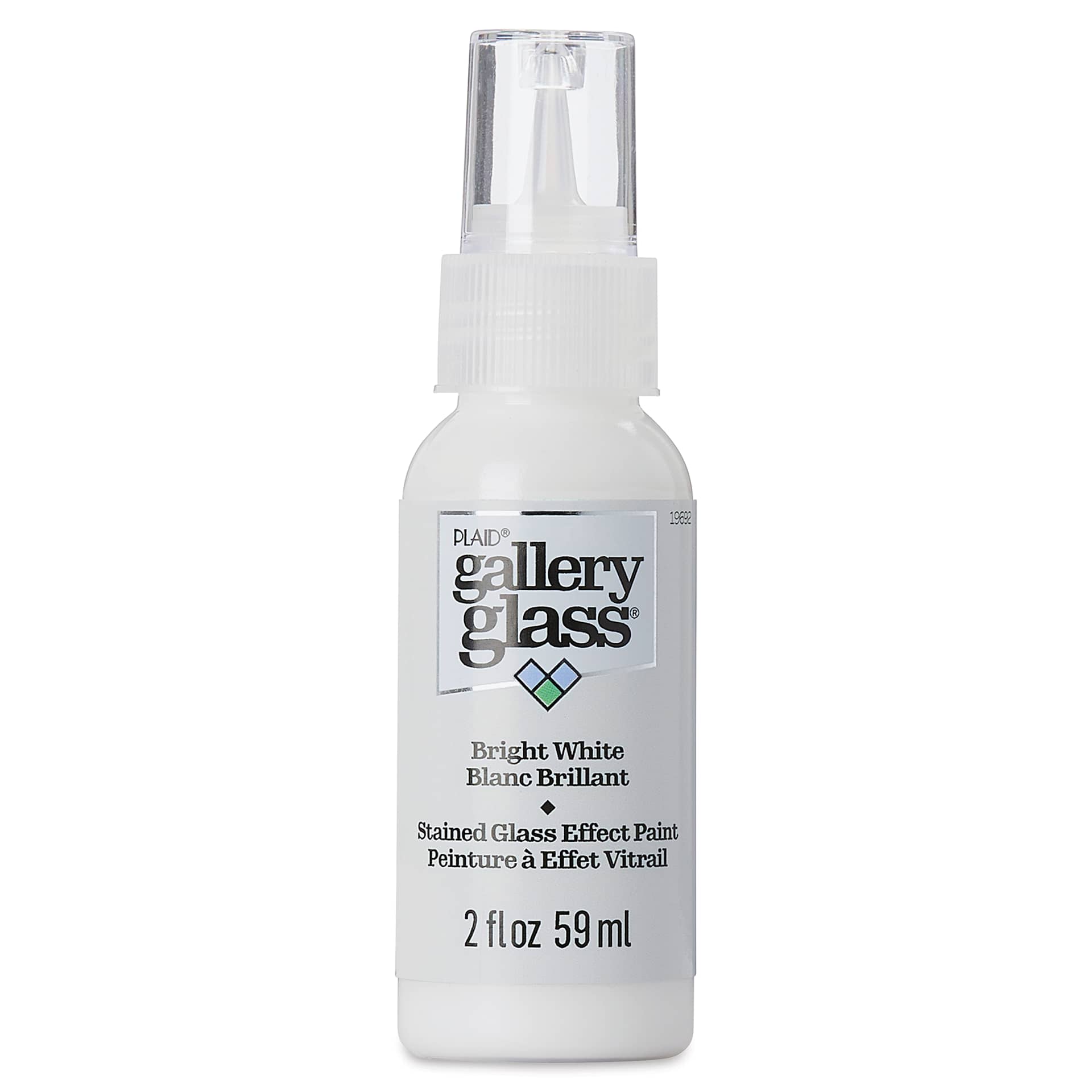 Gallery Glass Paint - Bright White, 2 oz (Front of bottle)