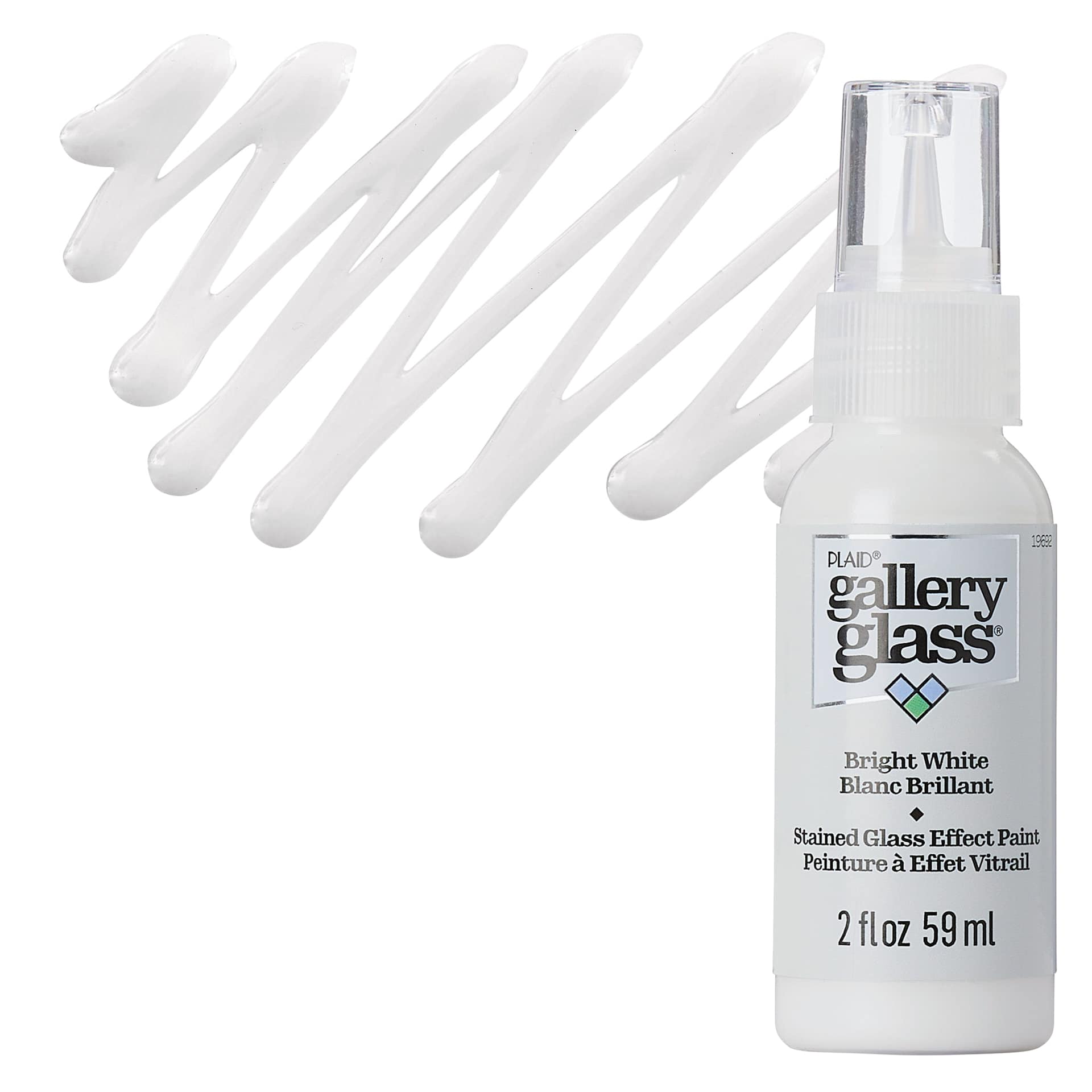 Gallery Glass Paint - Bright White, 2 oz bottle and swatch